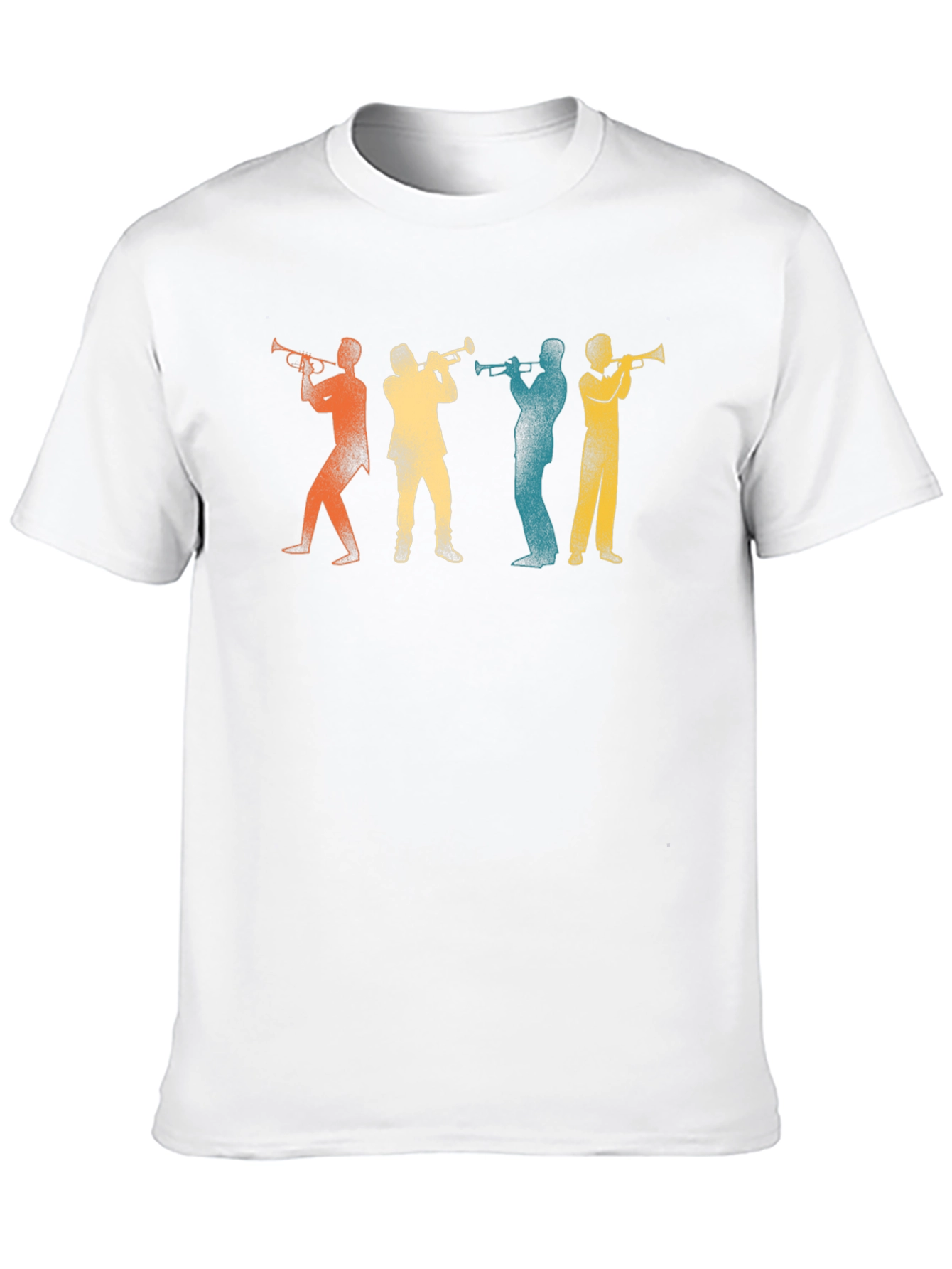 Retro Trumpet Player Silhouette Black T-Shirt