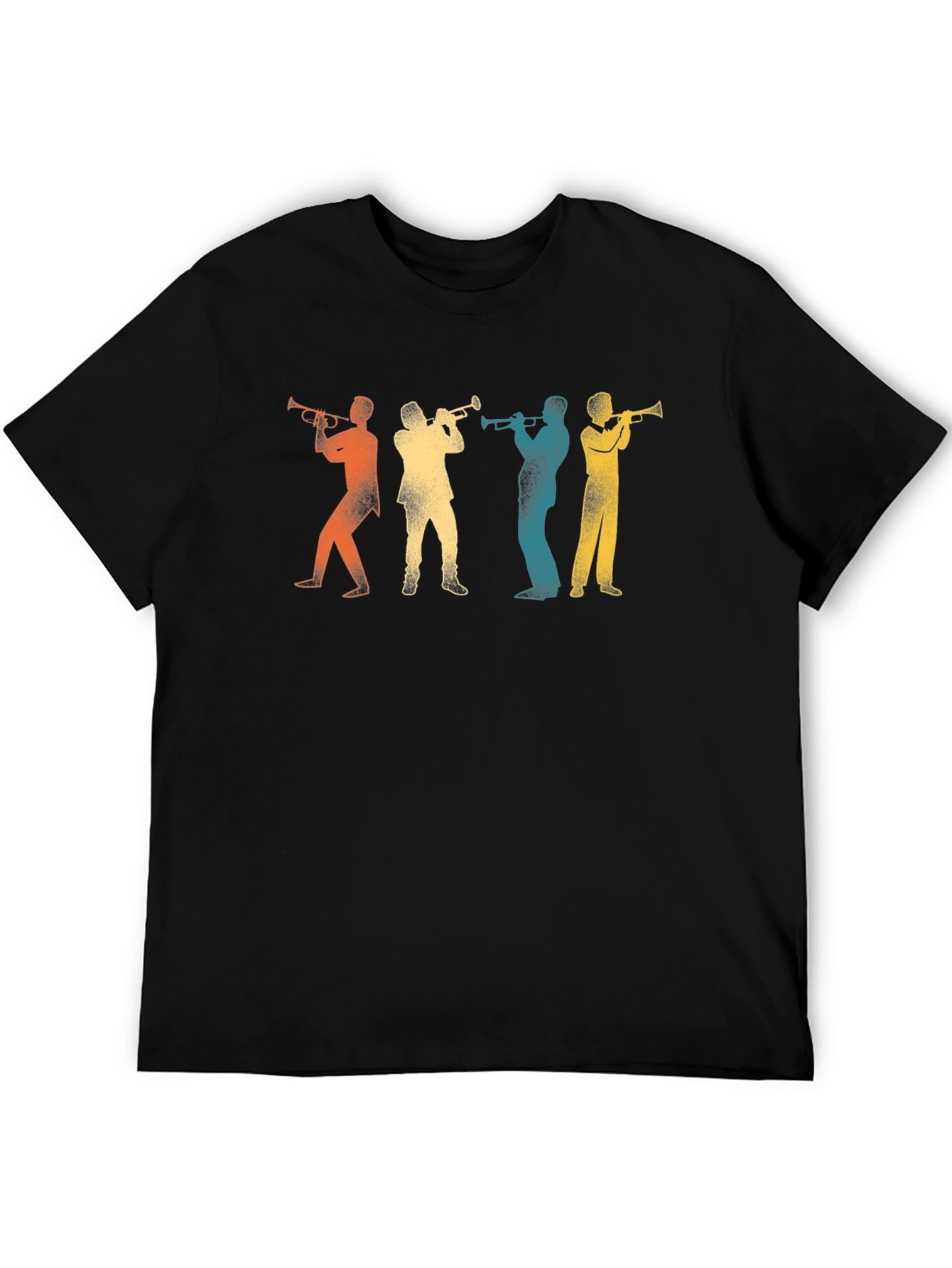Retro Trumpet Player Silhouette Black T-Shirt