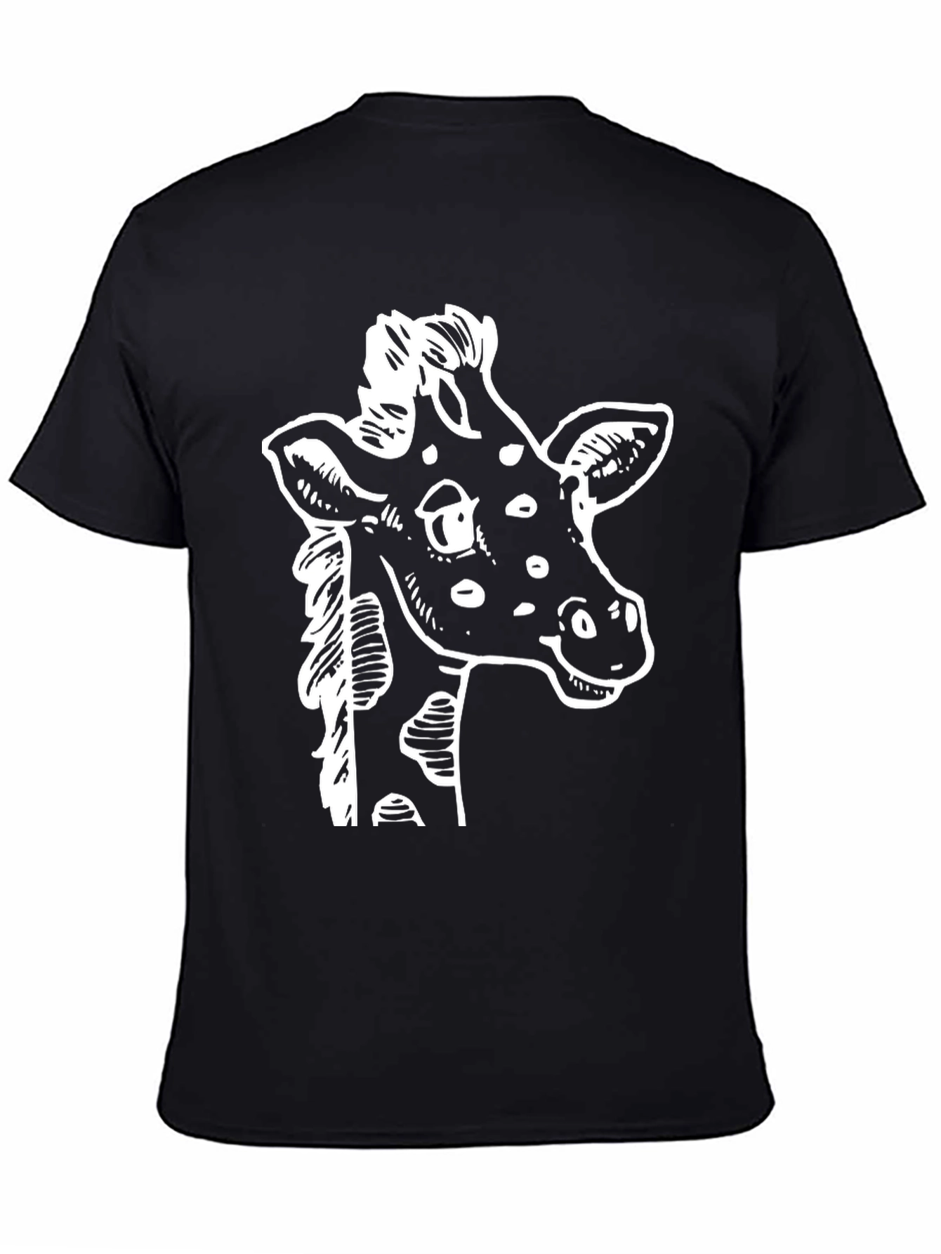 Giraffe Graphic Tee - Black Cotton T-Shirt