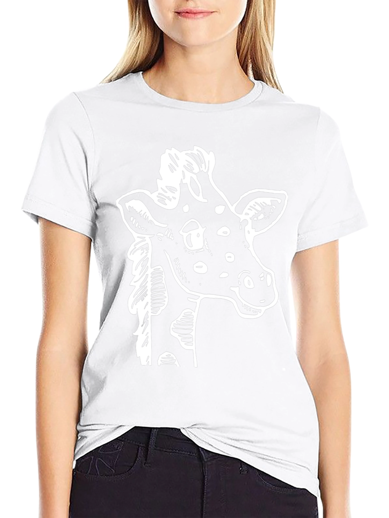 Giraffe Graphic Tee - Black Cotton T-Shirt