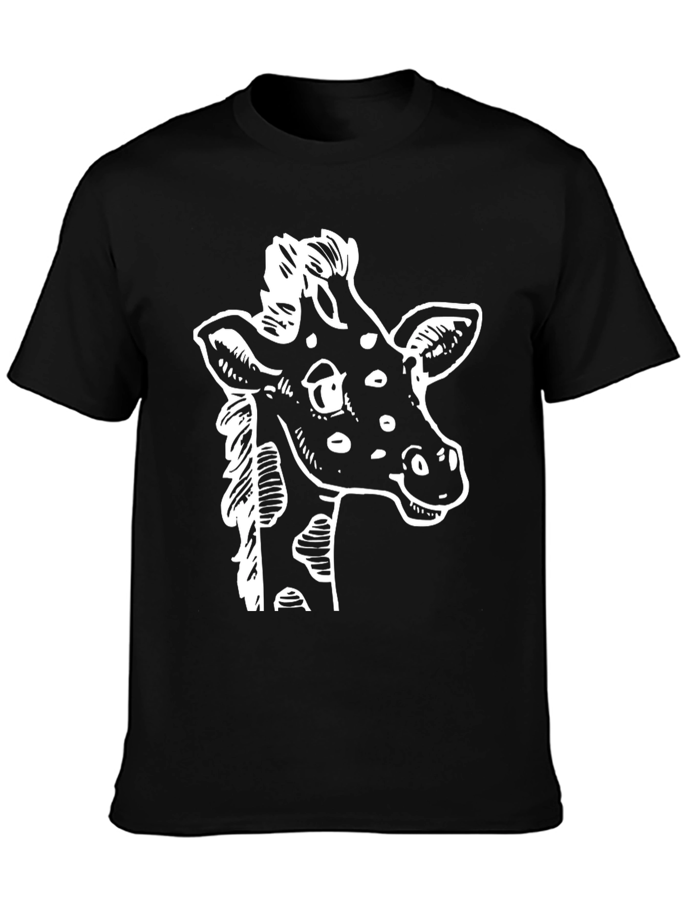 Giraffe Graphic Tee - Black Cotton T-Shirt