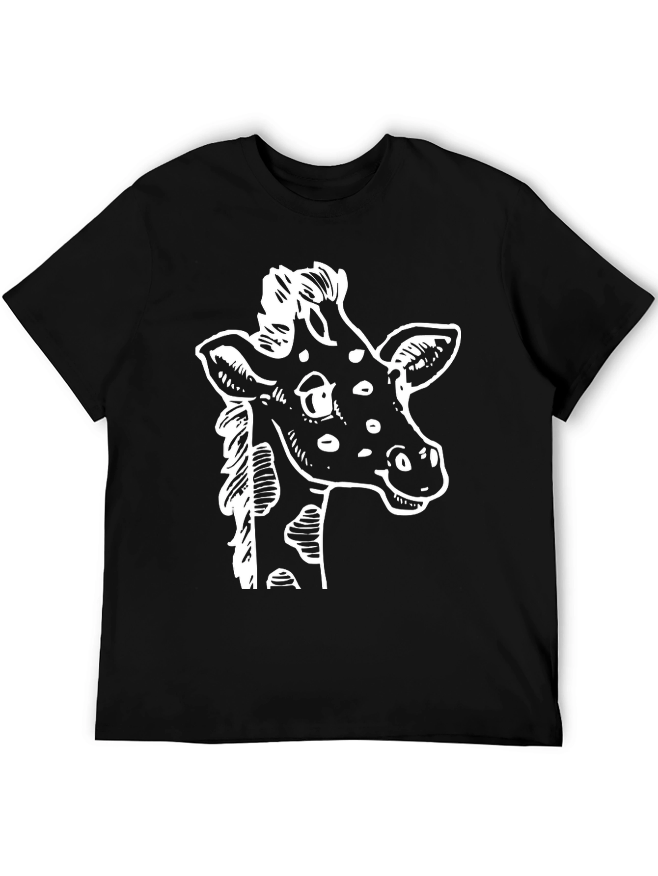 Giraffe Graphic Tee - Black Cotton T-Shirt