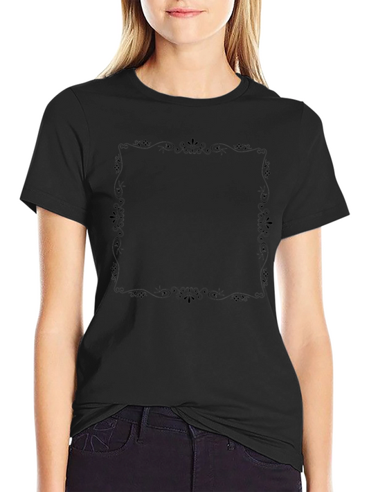 Elegant Black T-Shirt with Decorative Square Design
