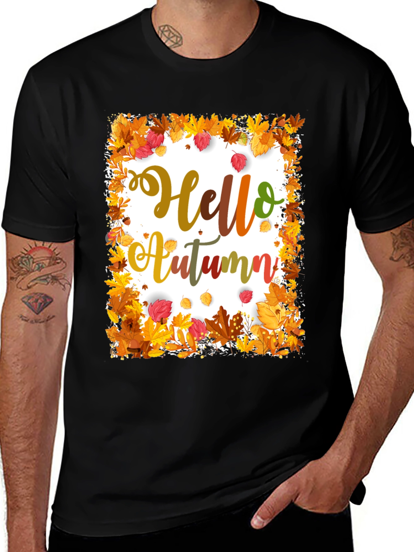 Hello Autumn Graphic T-Shirt - Fall Season Apparel