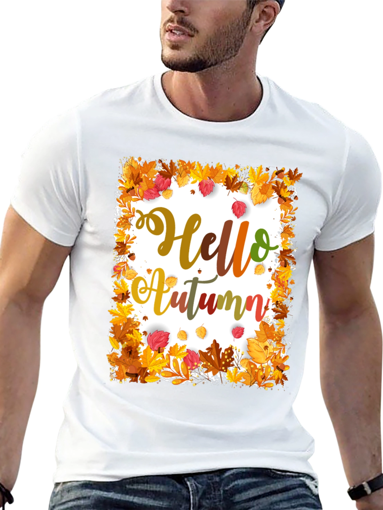 Hello Autumn Graphic T-Shirt - Fall Season Apparel