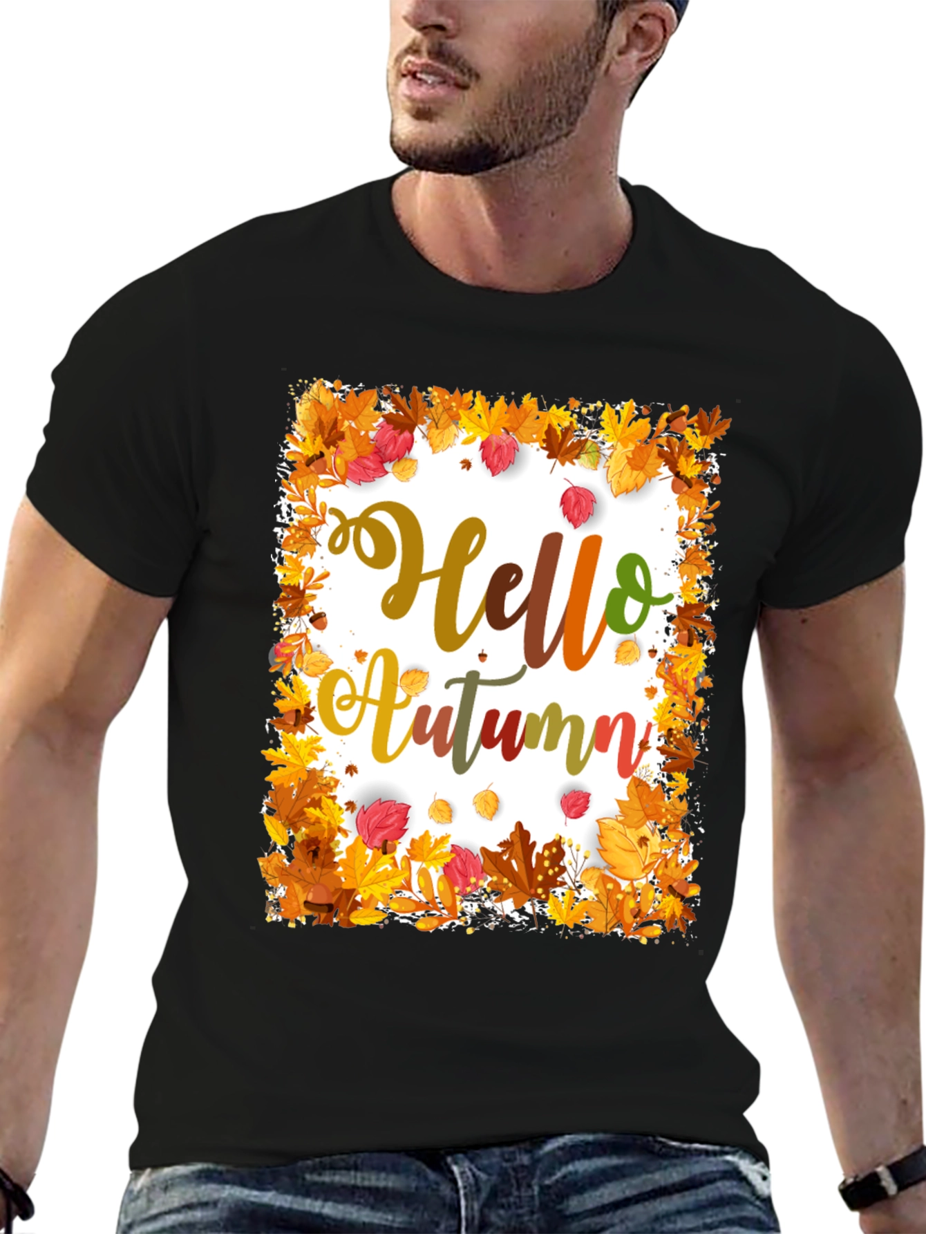 Hello Autumn Graphic T-Shirt - Fall Season Apparel