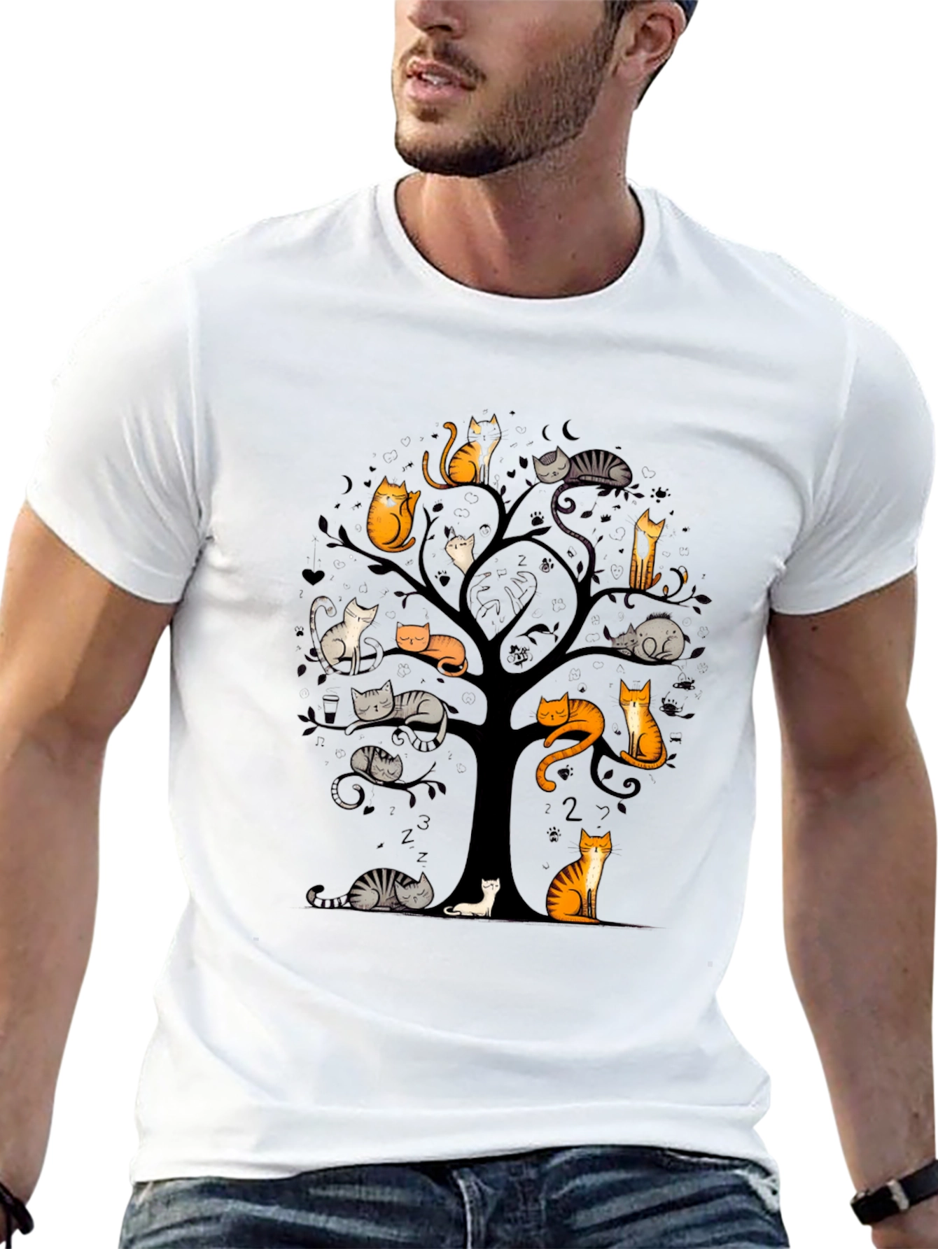Cat Tree Graphic T-Shirt - Unique Design
