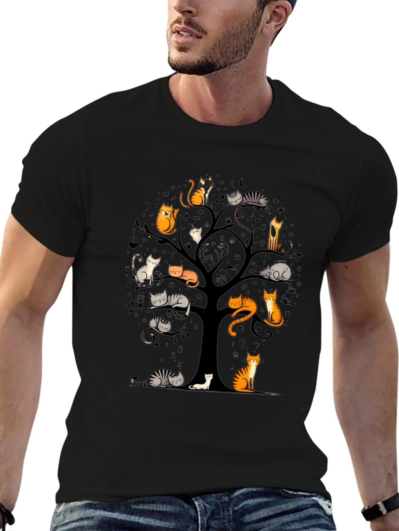 Cat Tree Graphic T-Shirt - Unique Design