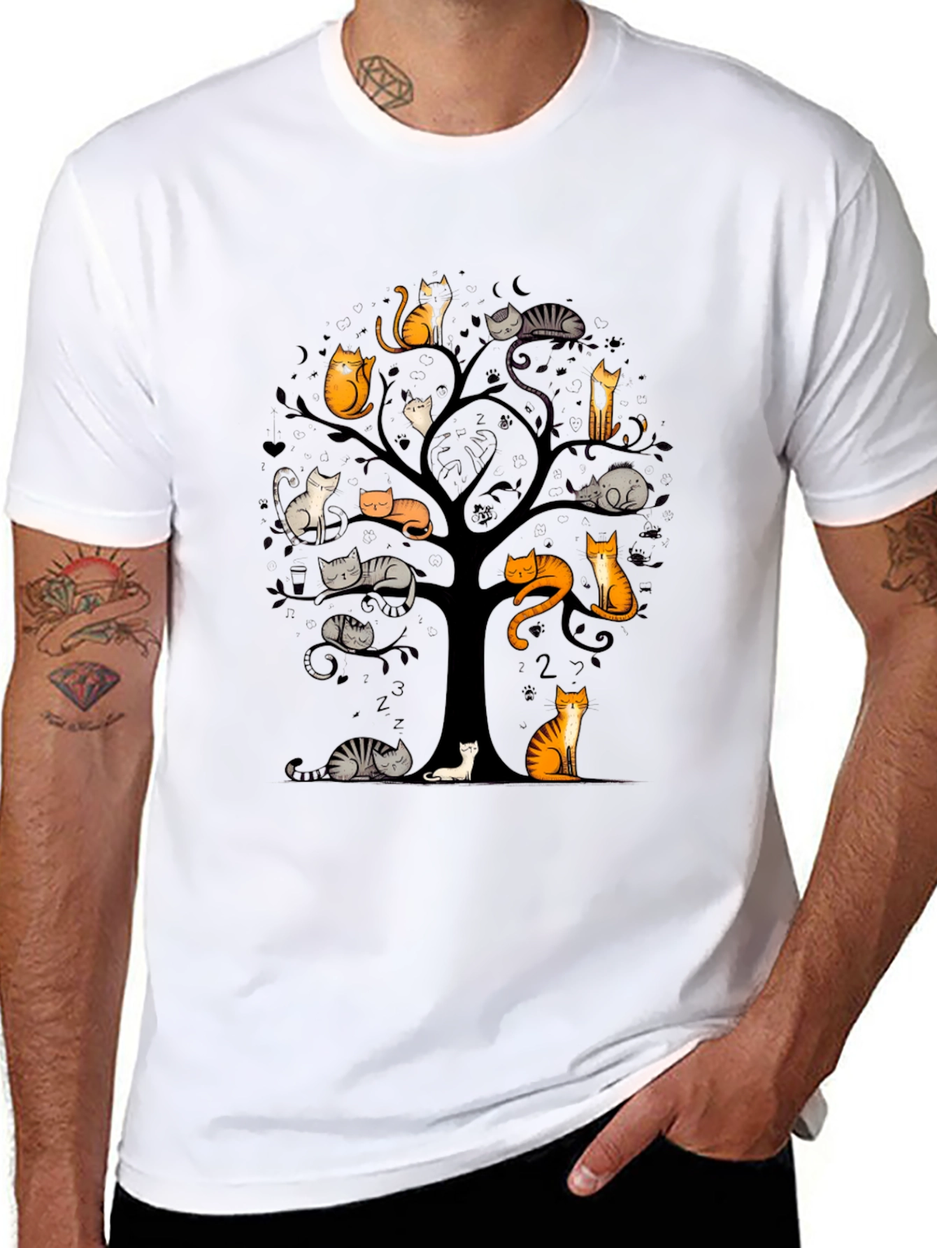 Cat Tree Graphic T-Shirt - Unique Design