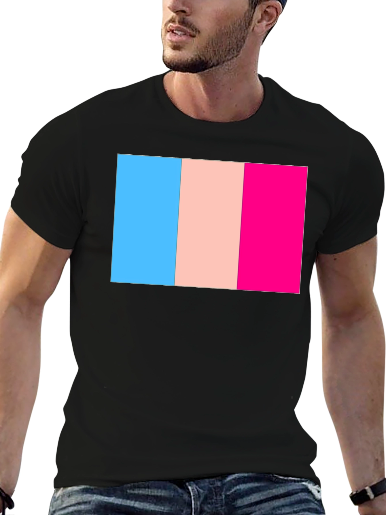 Transgender Pride Flag Graphic T-Shirt - Black