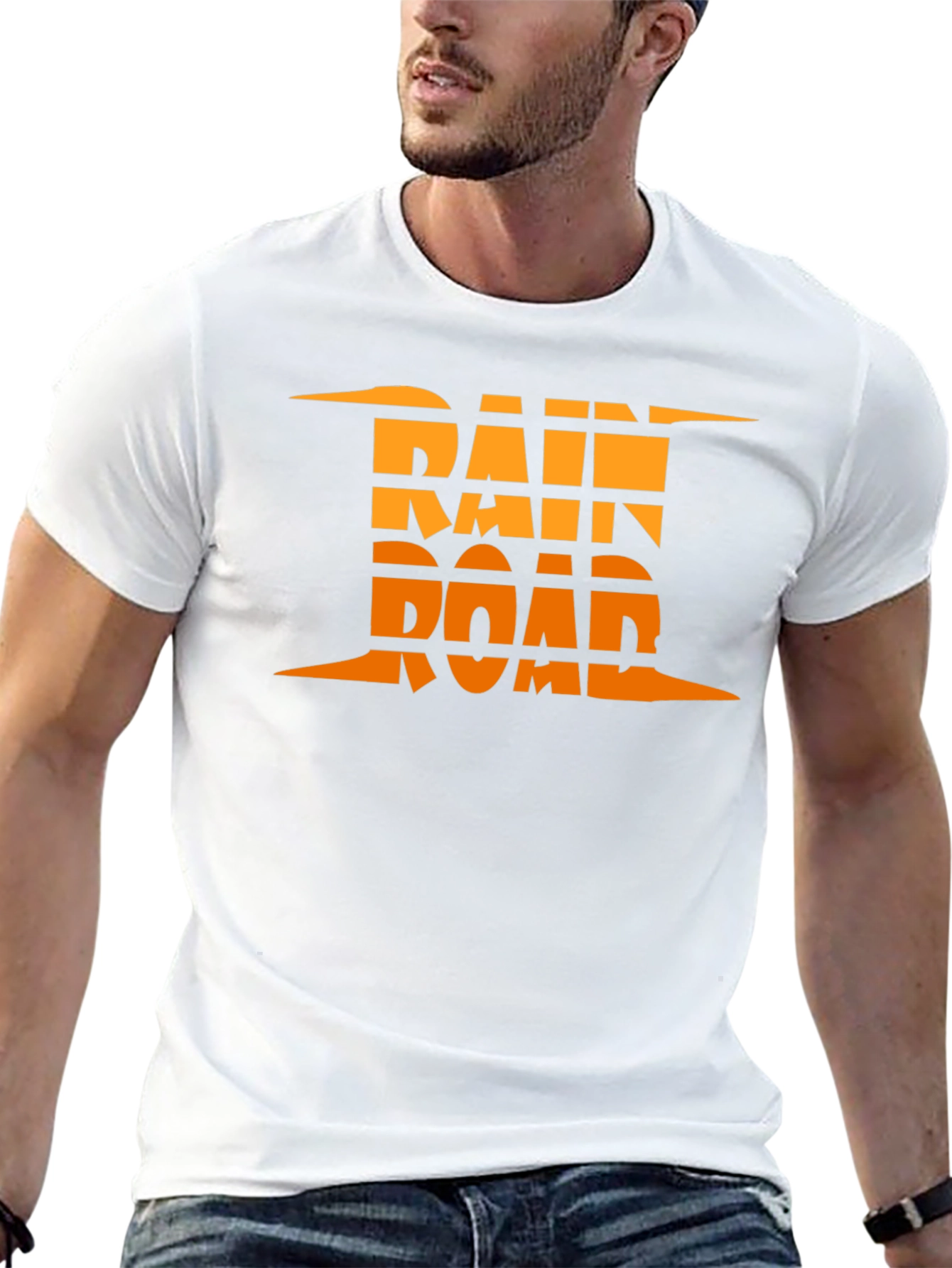 Rain Road Graphic Tee - Black Cotton Casual T-Shirt
