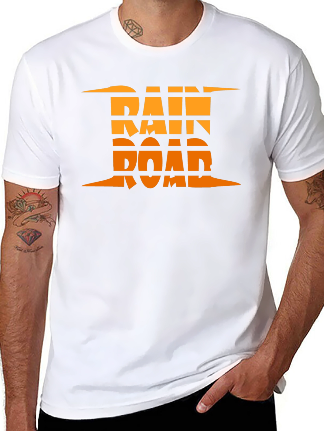 Rain Road Graphic Tee - Black Cotton Casual T-Shirt