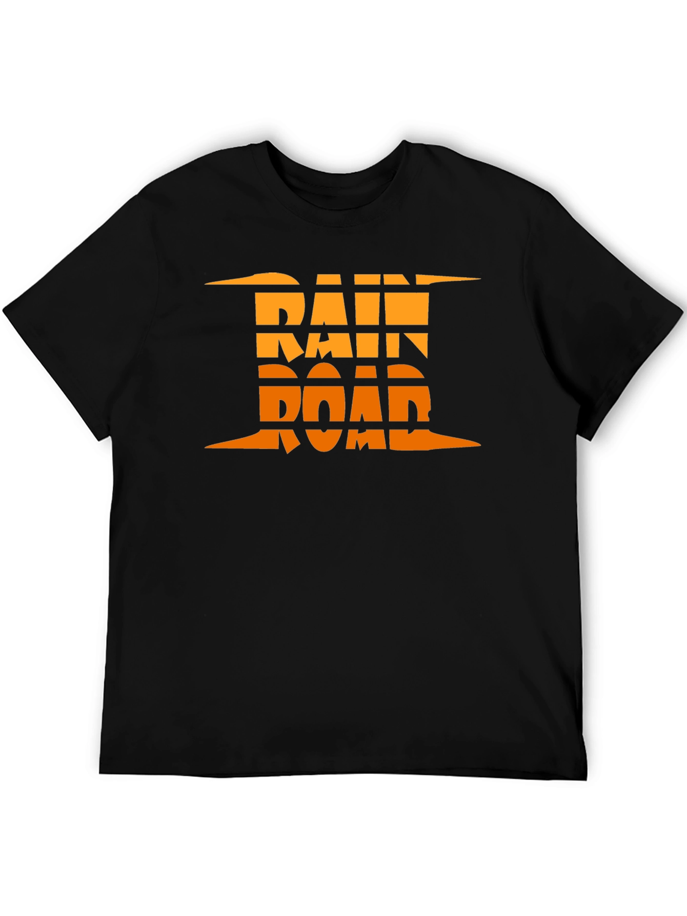 Rain Road Graphic Tee - Black Cotton Casual T-Shirt