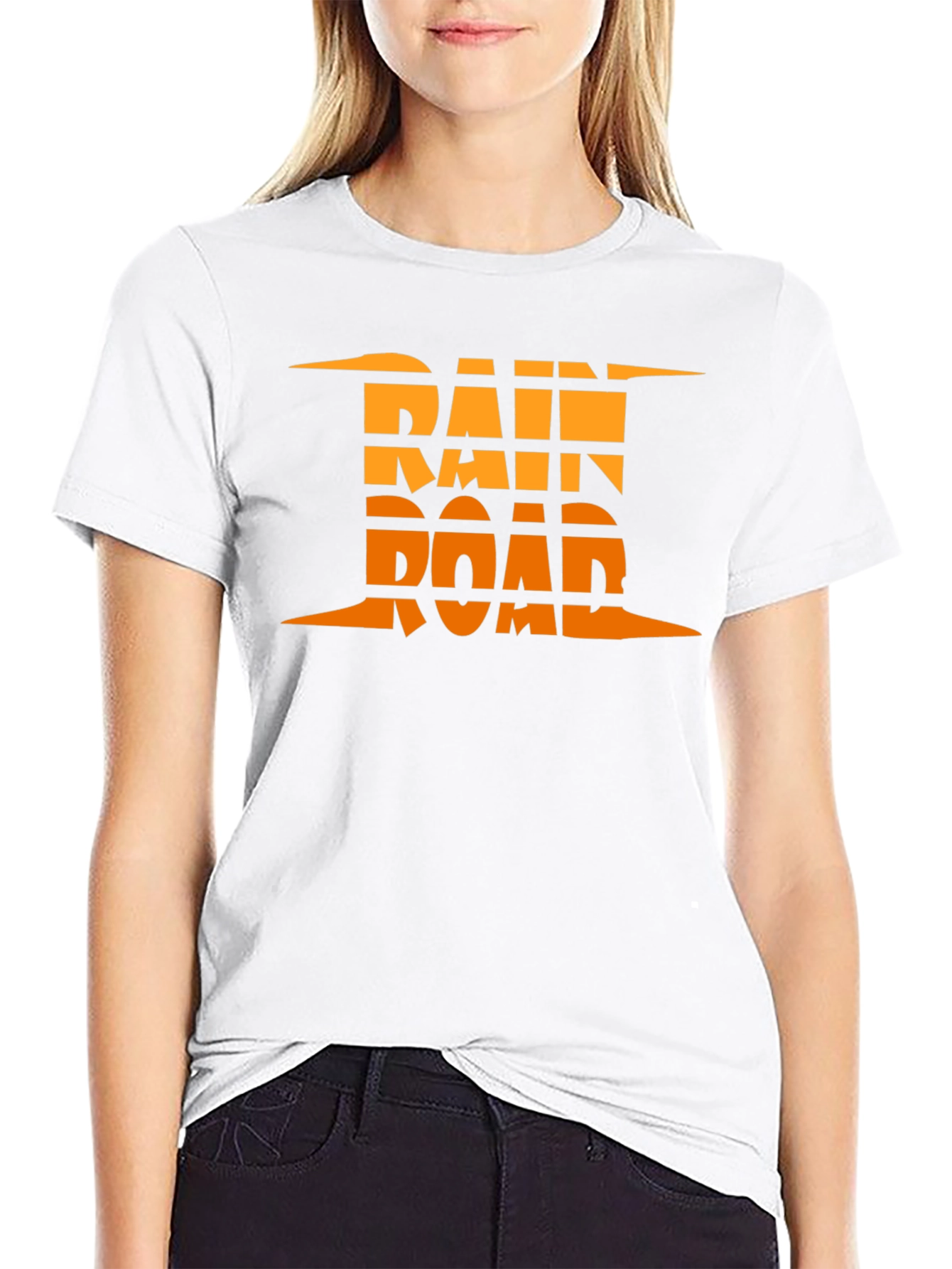 Rain Road Graphic Tee - Black Cotton Casual T-Shirt
