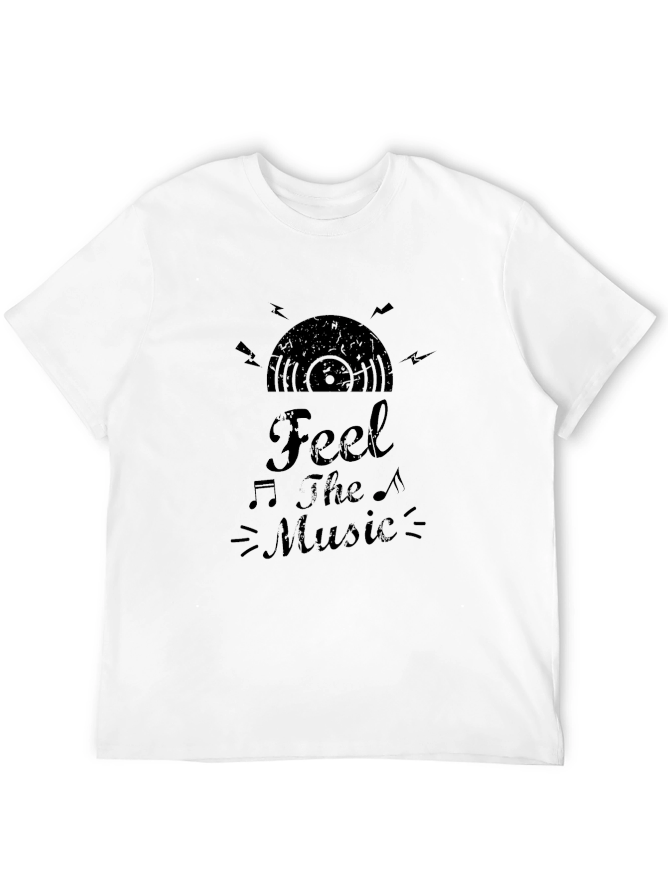 Feel The Music Graphic Black T-Shirt