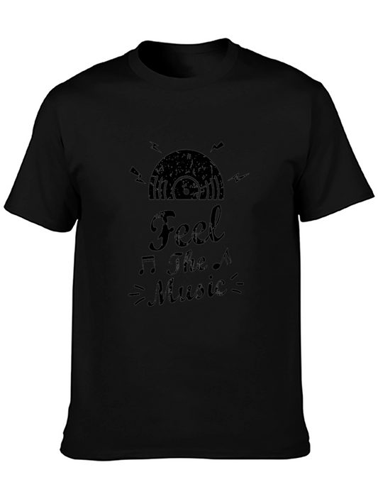 Feel The Music Graphic Black T-Shirt