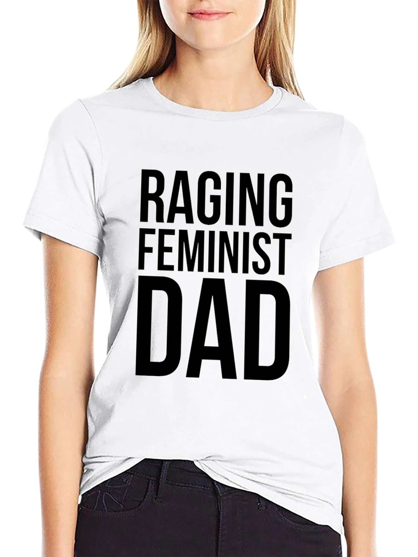 Raging Feminist Dad Black Graphic T-Shirt