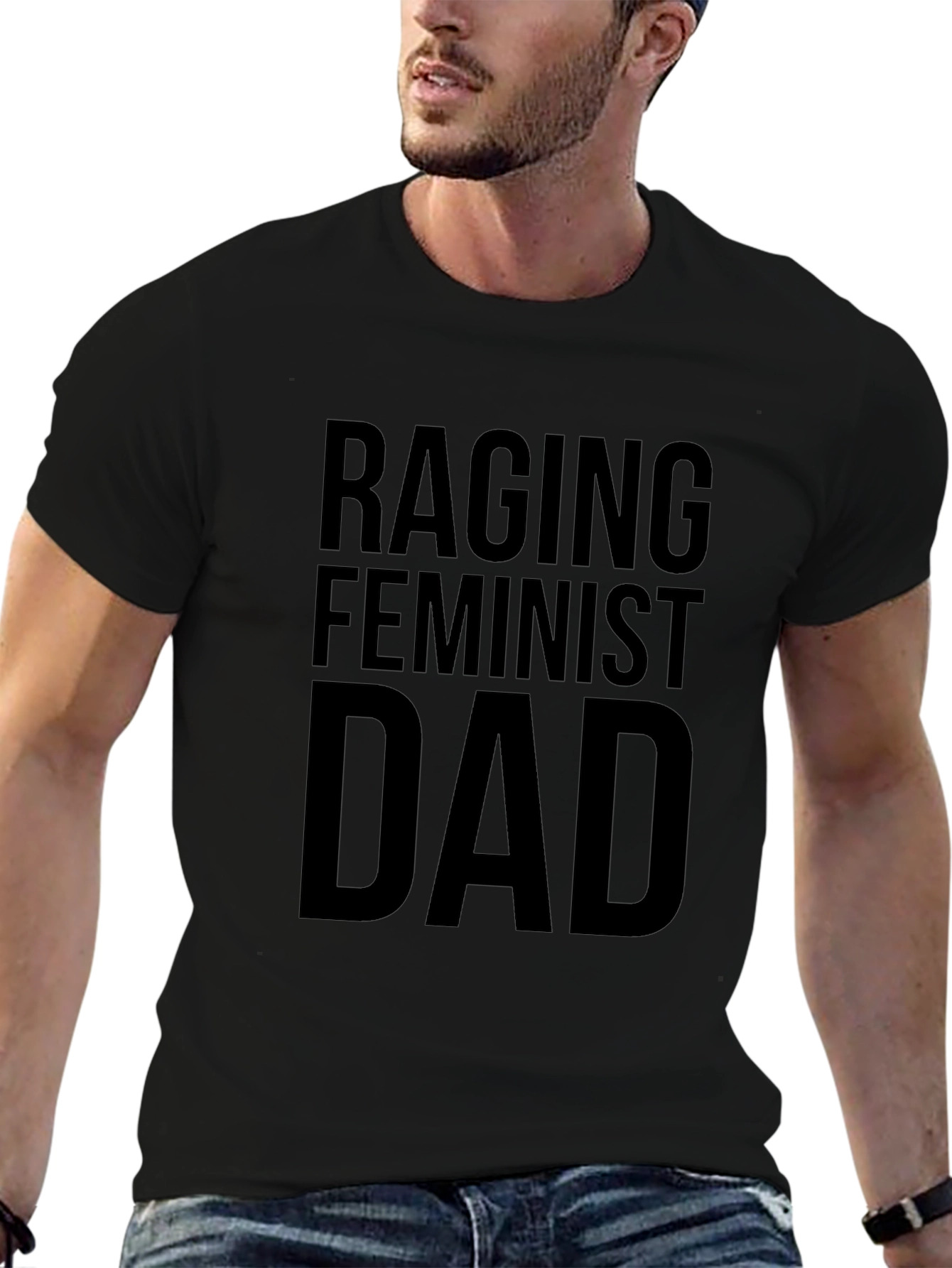 Raging Feminist Dad Black Graphic T-Shirt