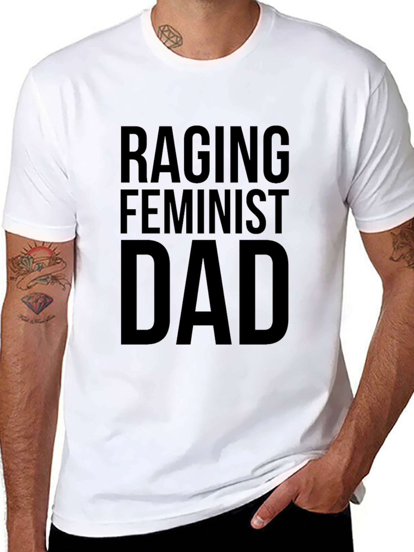 Raging Feminist Dad Black Graphic T-Shirt