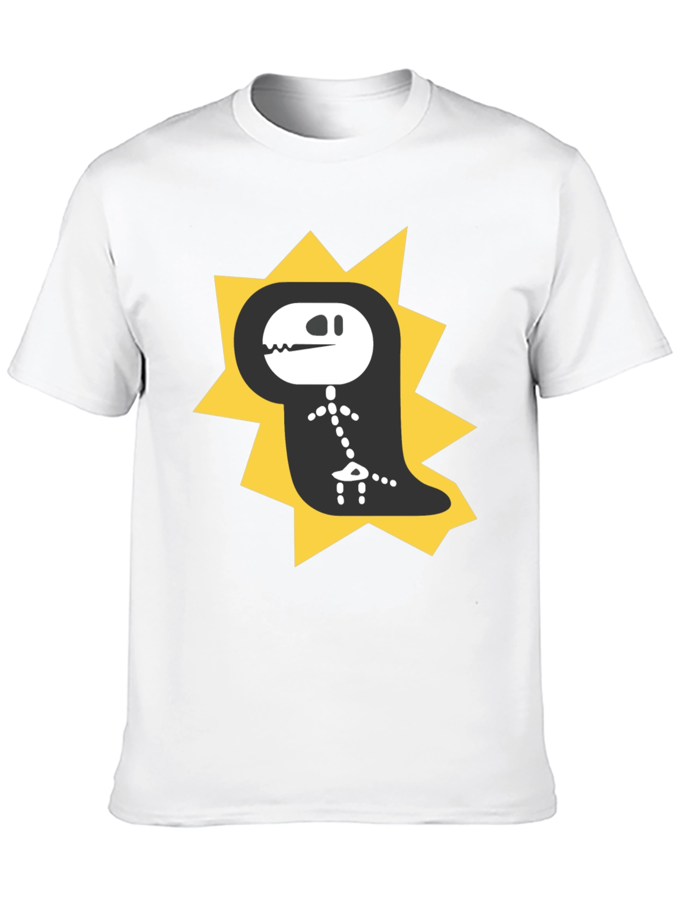 Dino Skeleton T-Shirt - Black Cotton Graphic Tee