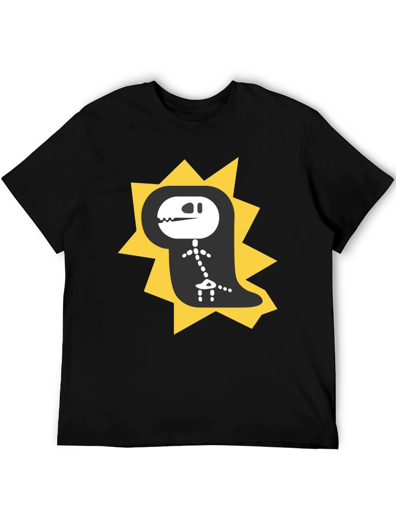 Dino Skeleton T-Shirt - Black Cotton Graphic Tee