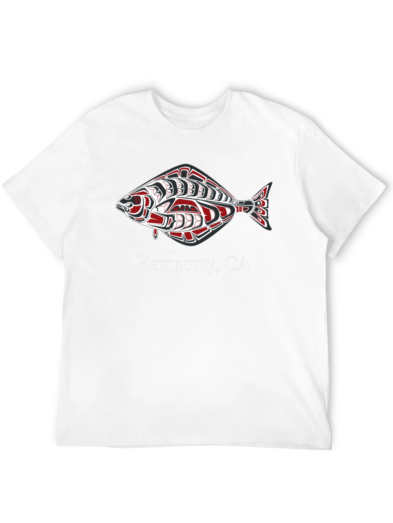 Harmony CA Fish Graphic Tee - Black Cotton T-Shirt