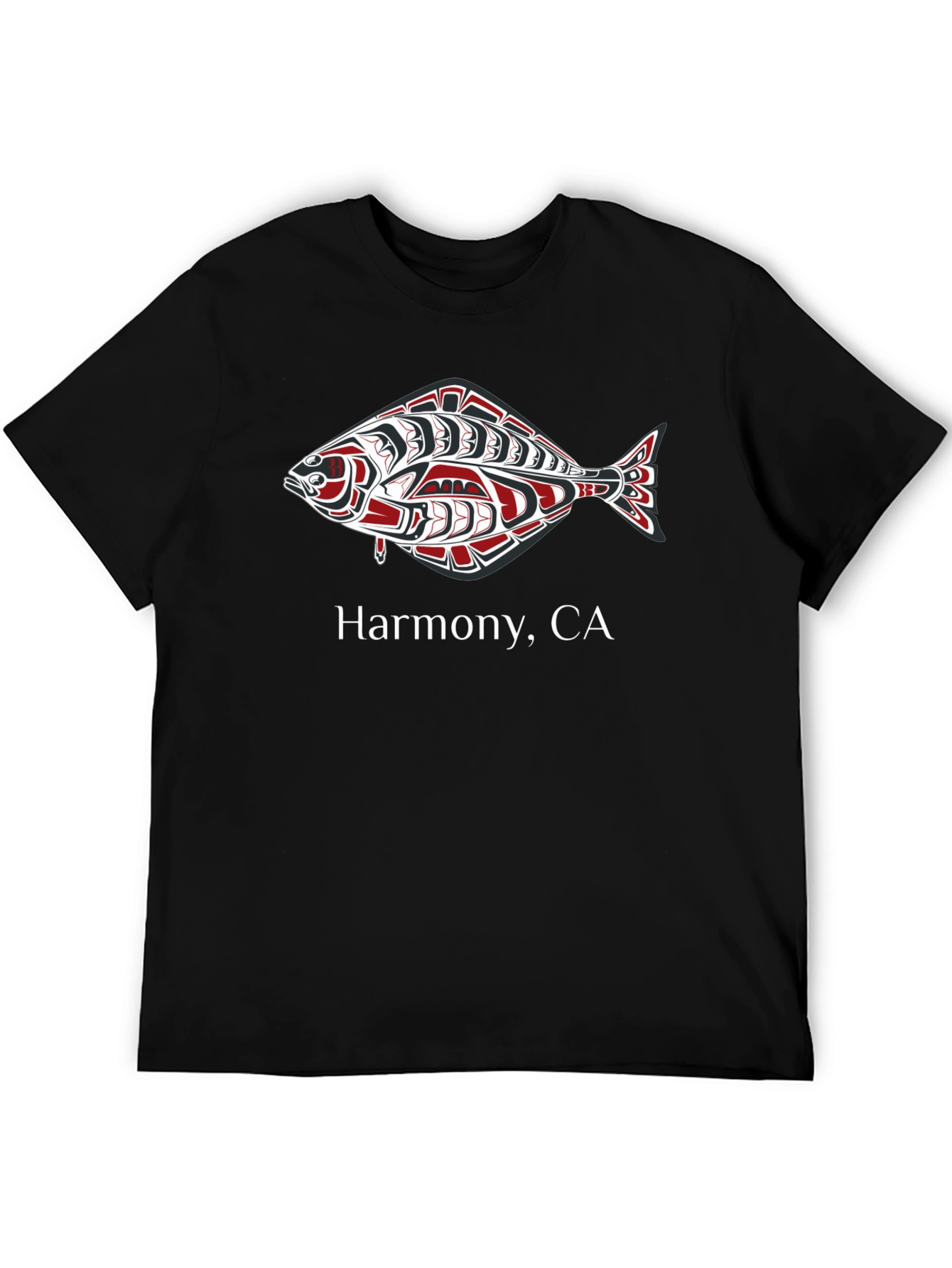 Harmony CA Fish Graphic Tee - Black Cotton T-Shirt