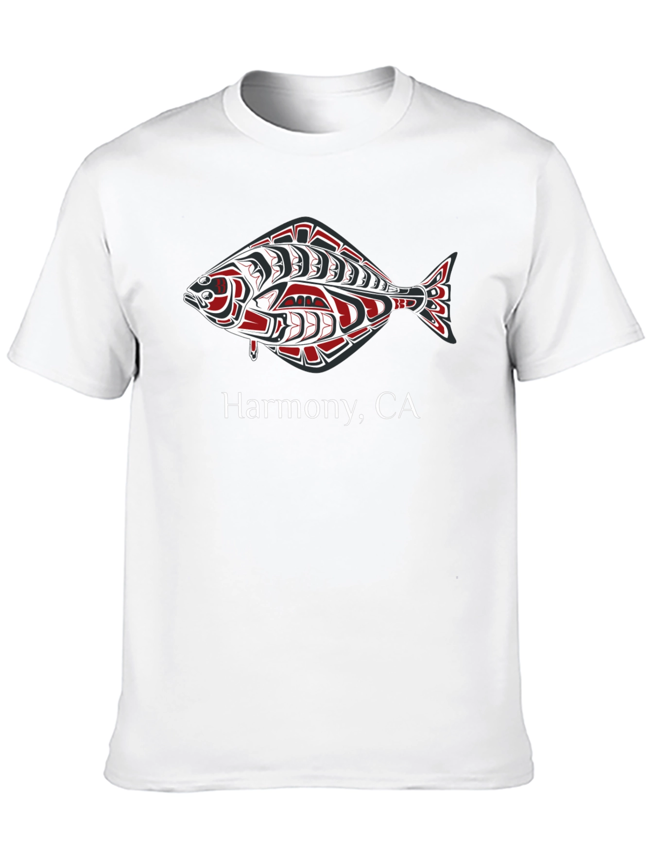 Harmony CA Fish Graphic Tee - Black Cotton T-Shirt