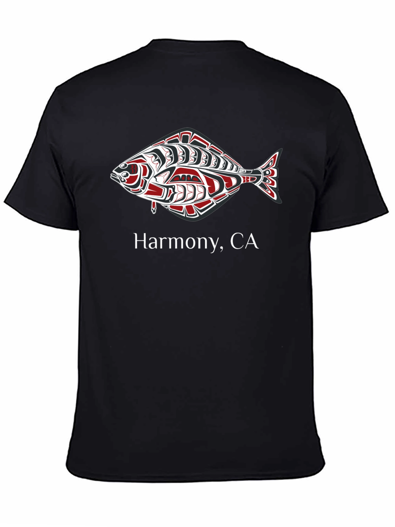 Harmony CA Fish Graphic Tee - Black Cotton T-Shirt