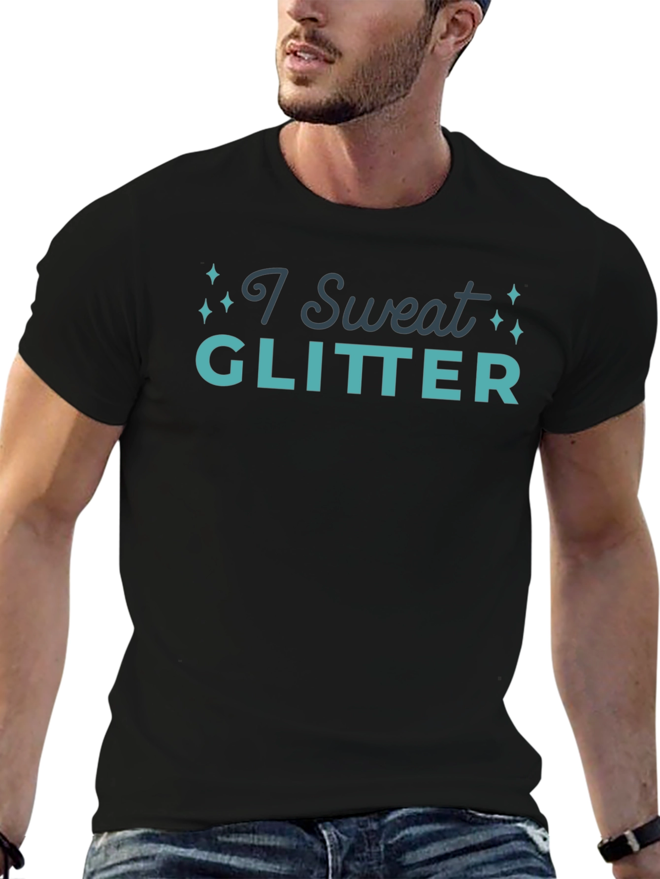 I Sweat Glitter Graphic Tee - Trendy Unisex Shirt