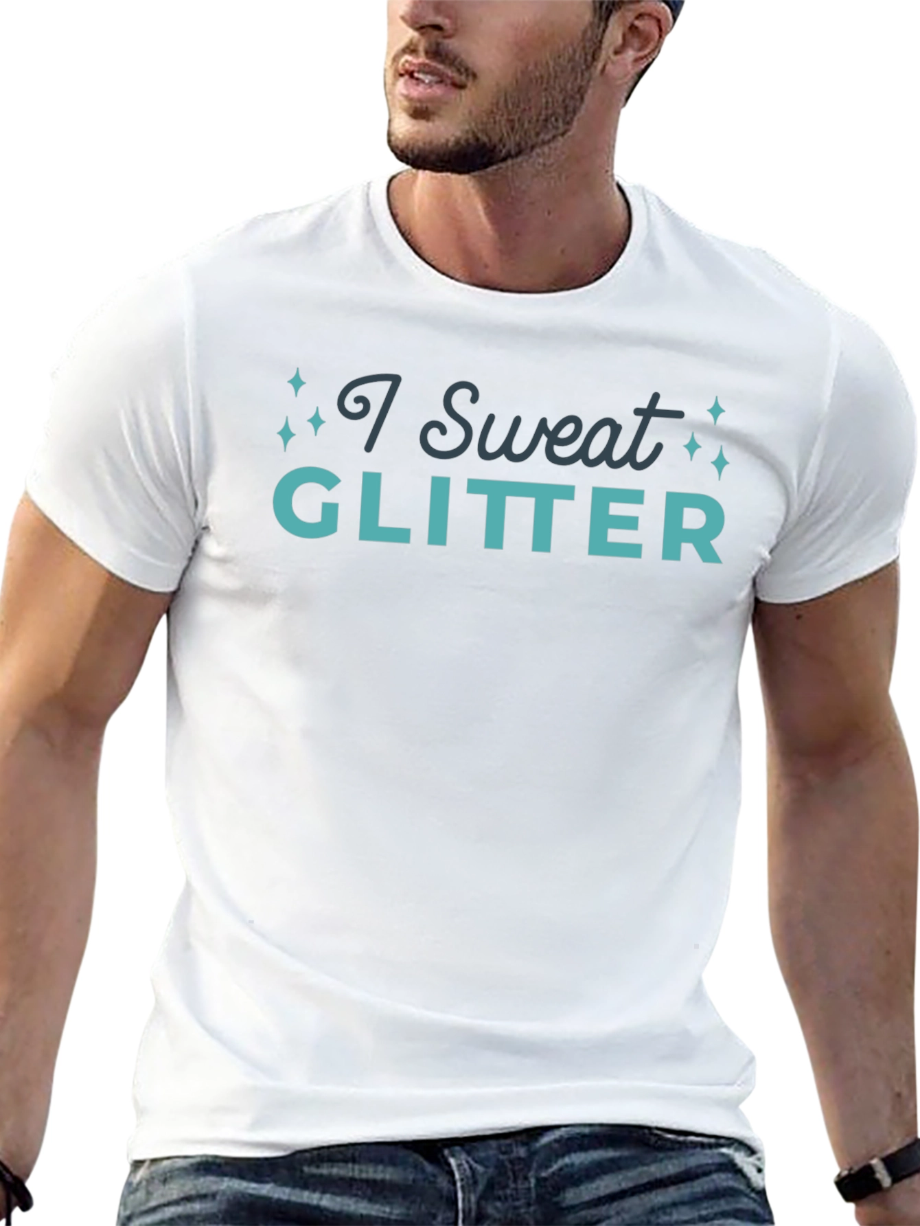 I Sweat Glitter Graphic Tee - Trendy Unisex Shirt