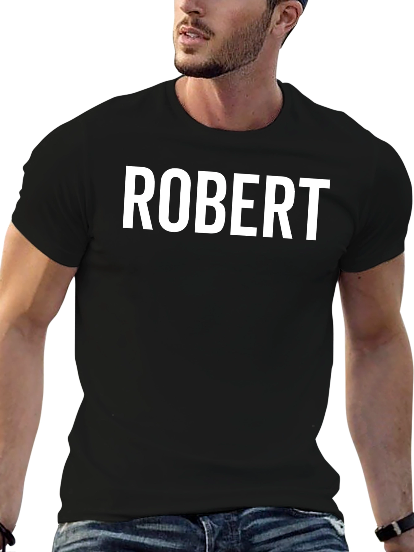 Robert Name T-Shirt - Black Crew Neck Tee