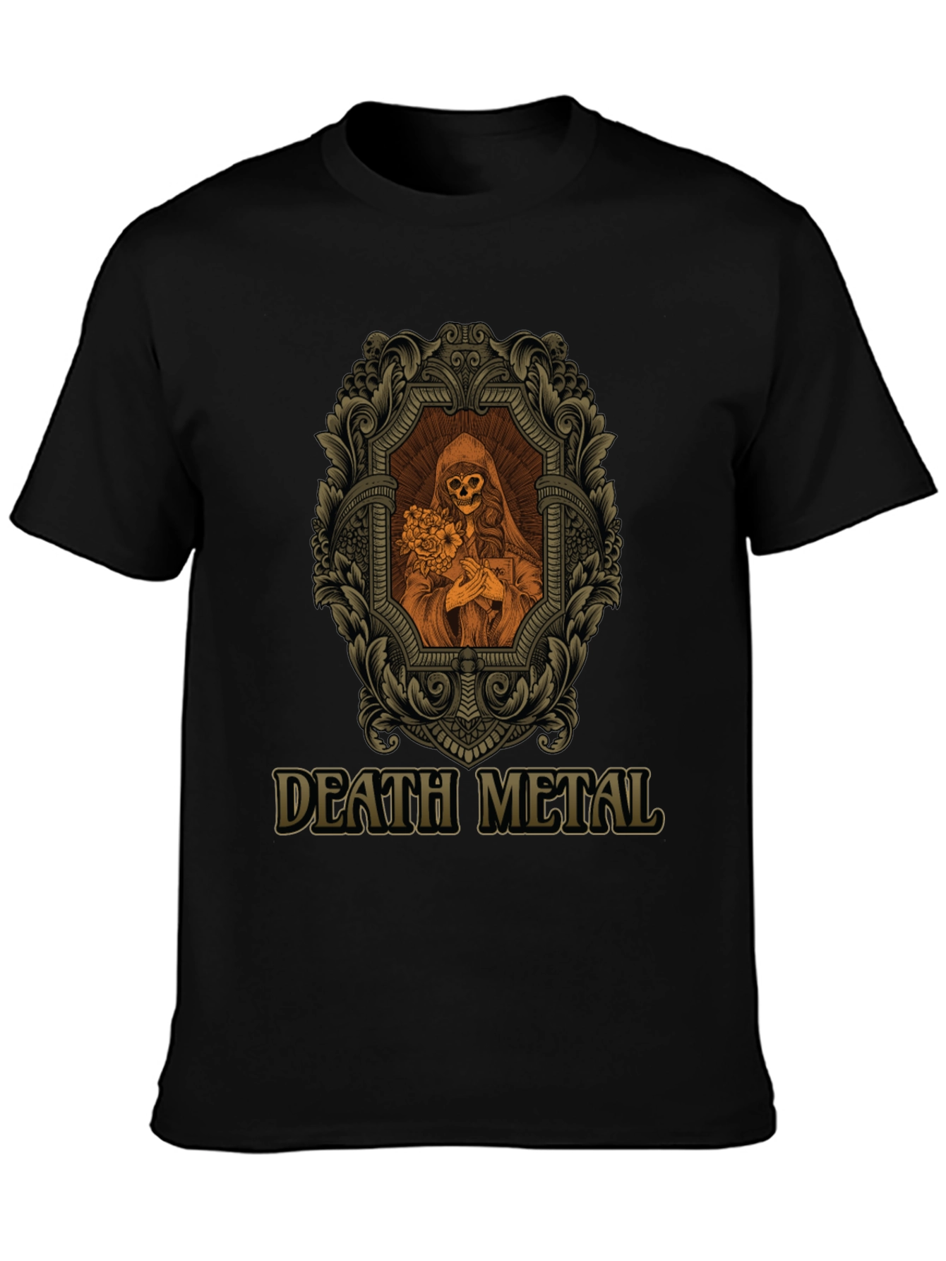 Death Metal Graphic Tee - Skull & Flowers