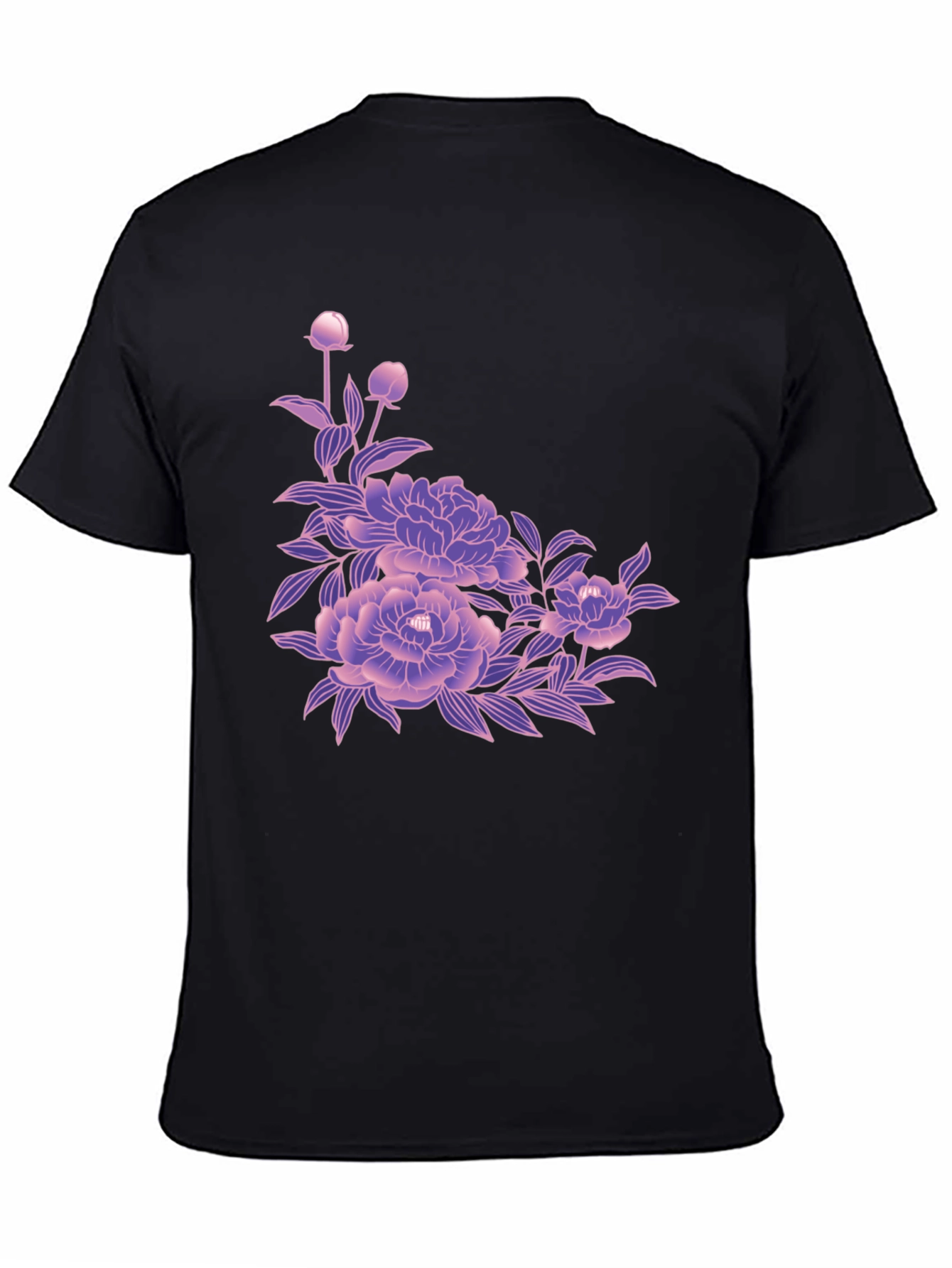 Black Tee with Floral Blossom Design