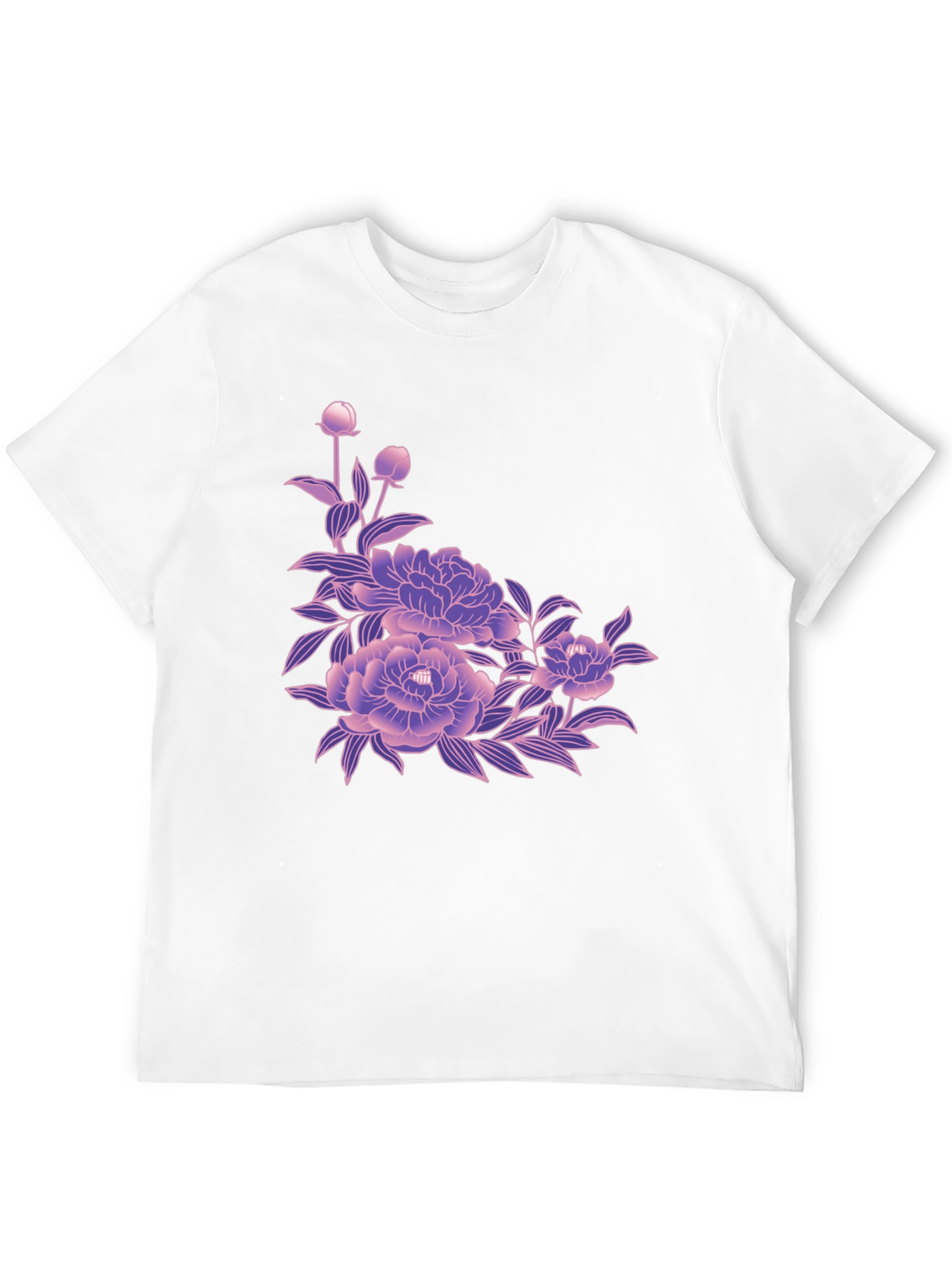 Black Tee with Floral Blossom Design