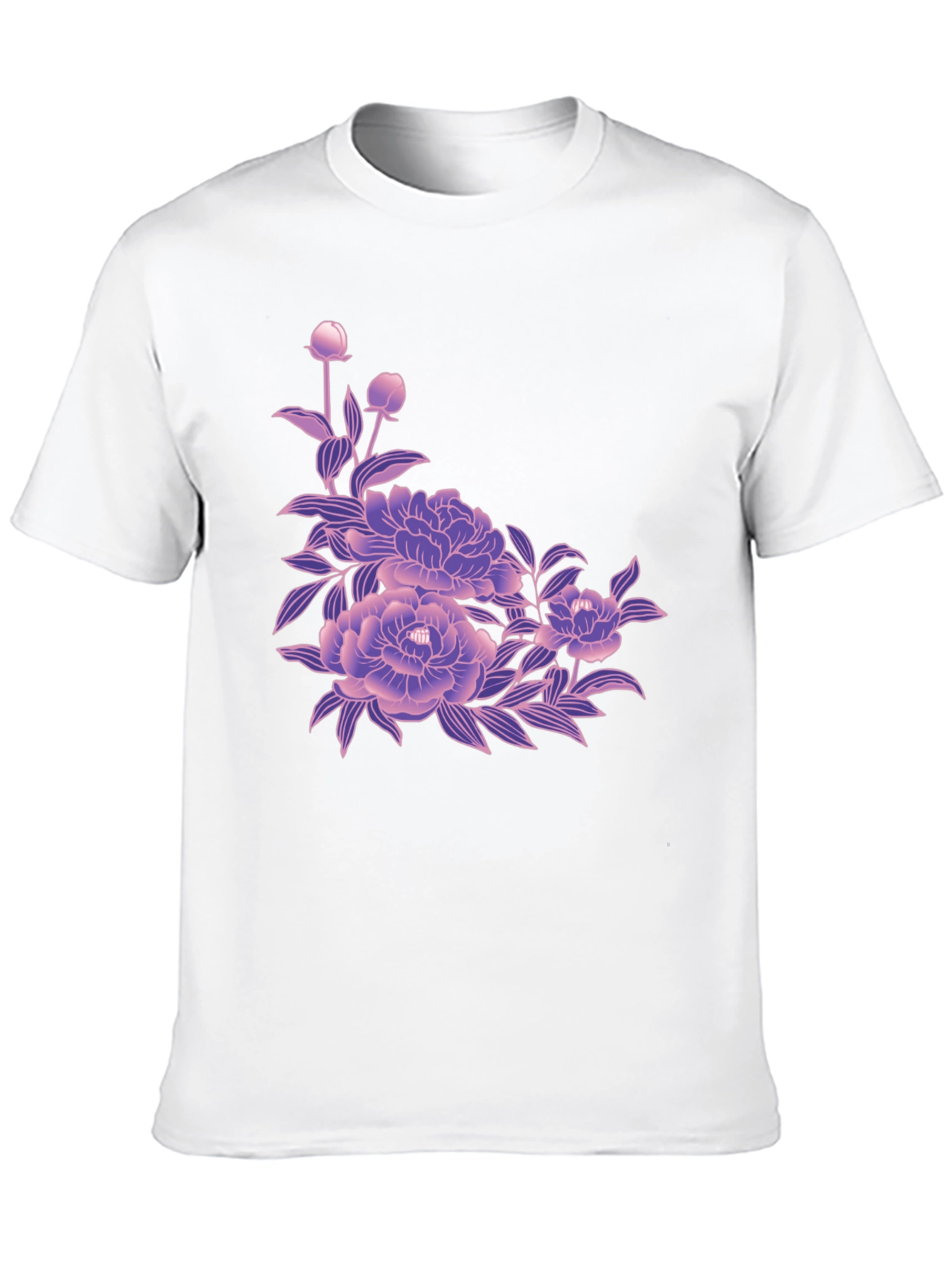 Black Tee with Floral Blossom Design