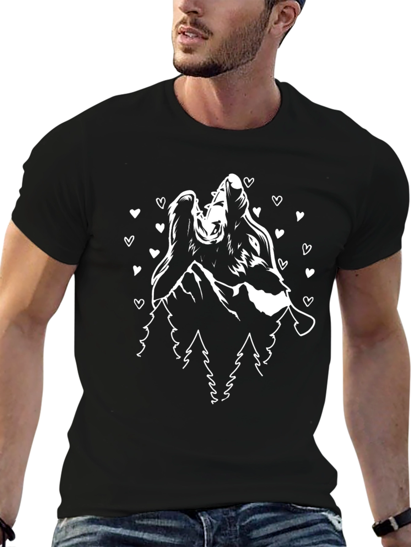 Wolf Mountain Heart Graphic T-Shirt