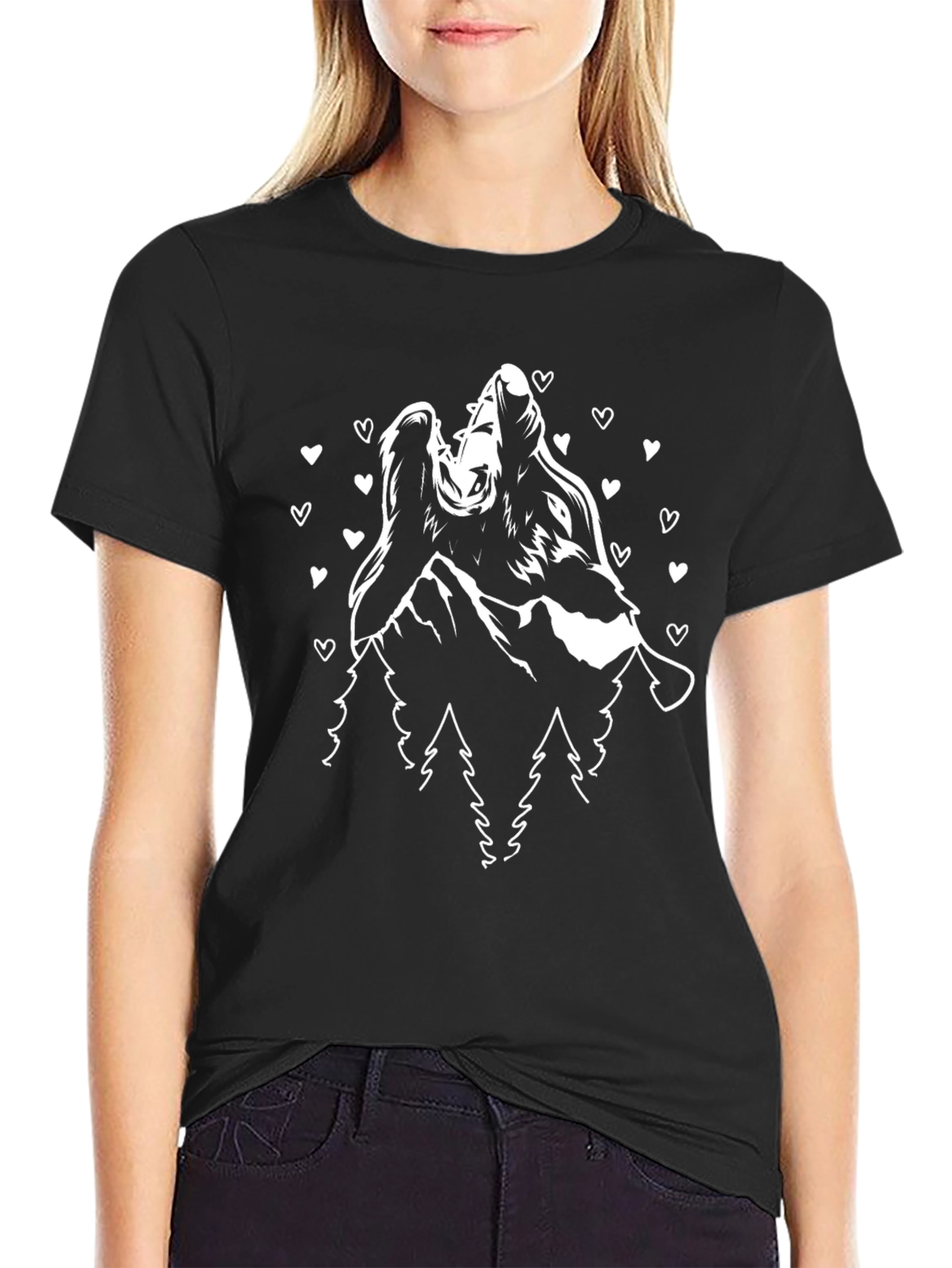 Wolf Mountain Heart Graphic T-Shirt