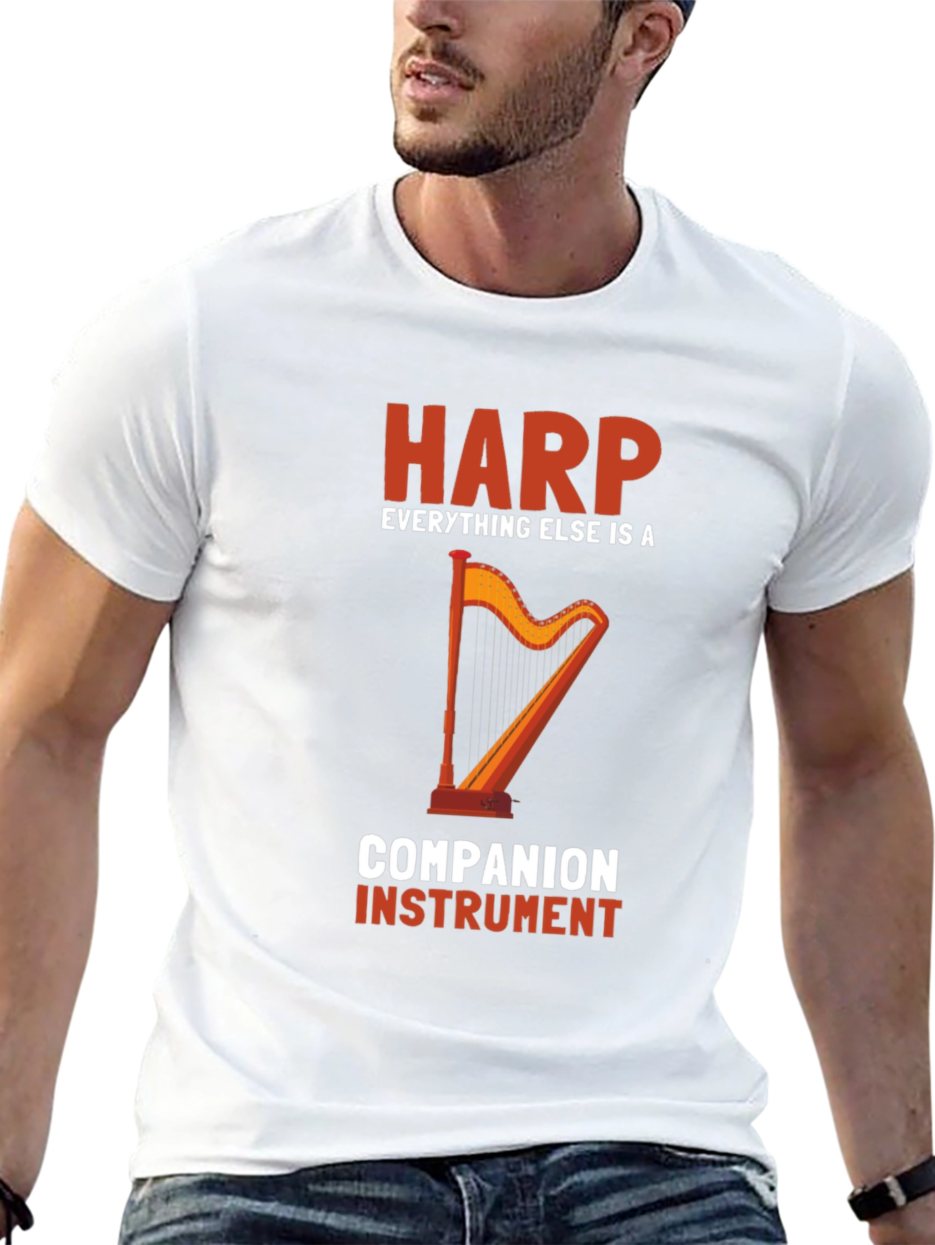 Harp Companion Instrument Black Graphic Tee