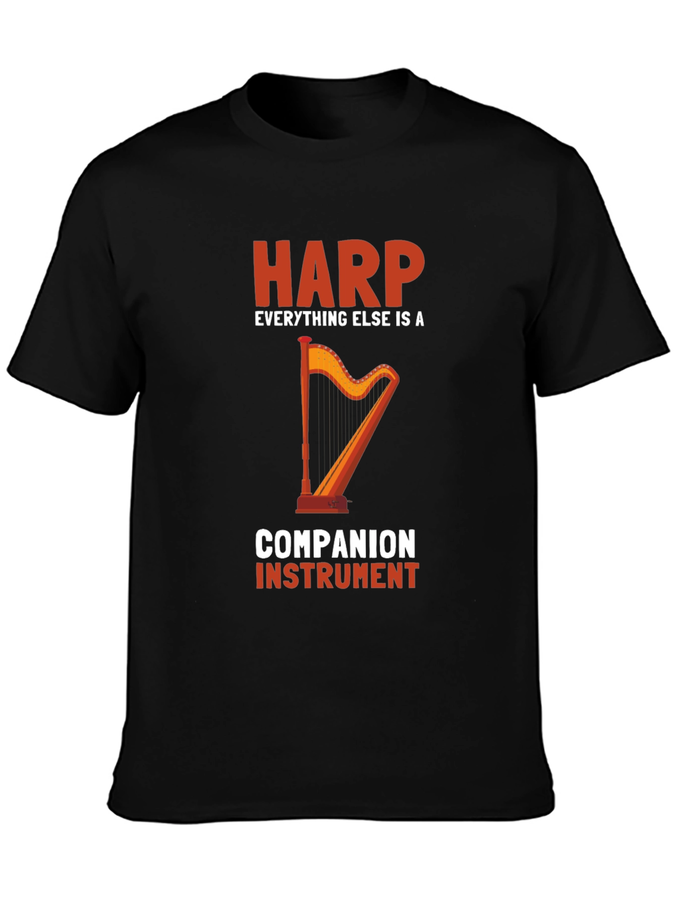 Harp Companion Instrument Black Graphic Tee