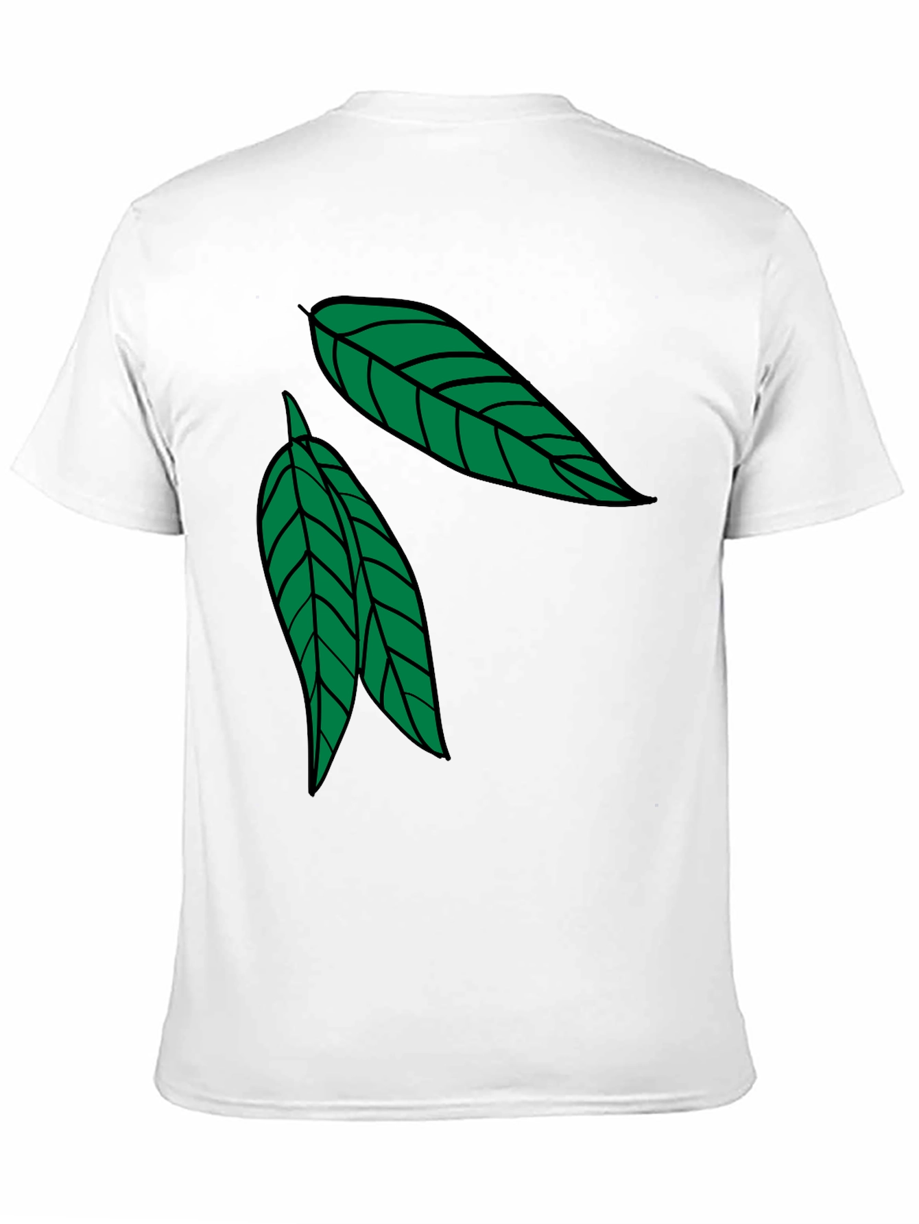 Leaf Design Black Cotton T-Shirt