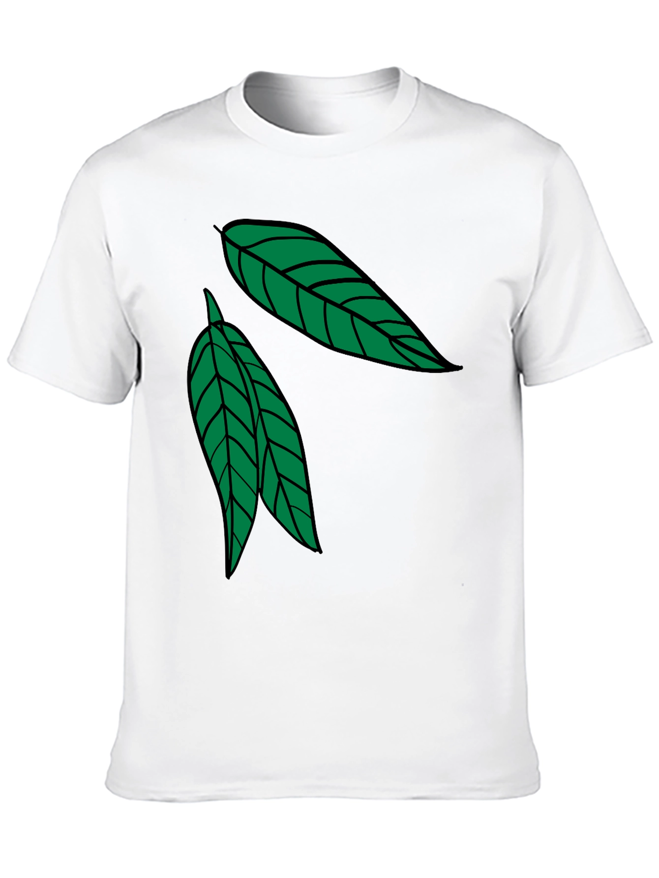 Leaf Design Black Cotton T-Shirt