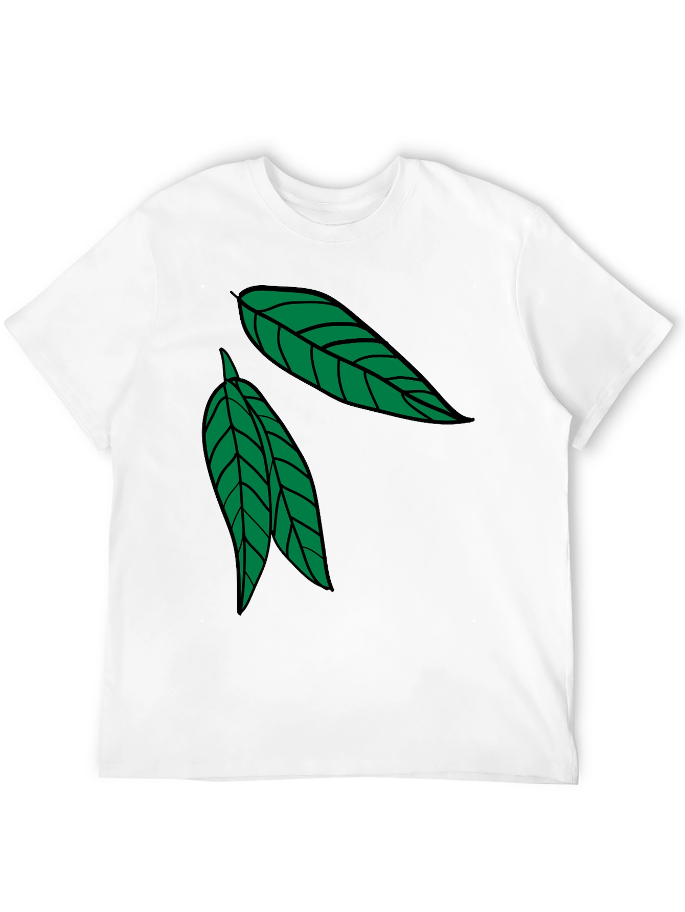 Leaf Design Black Cotton T-Shirt