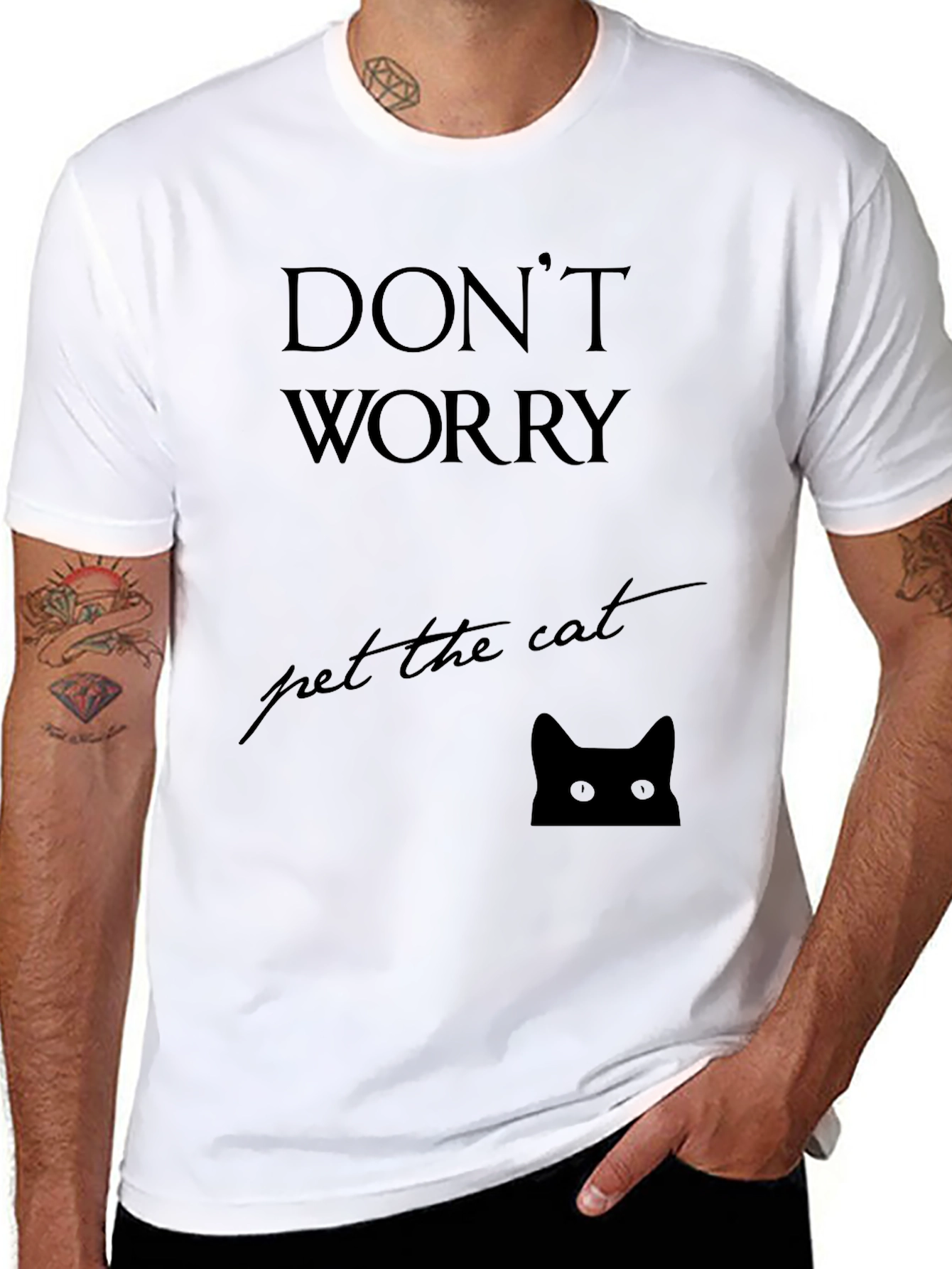 Dont Worry Pet the Cat Black T-Shirt