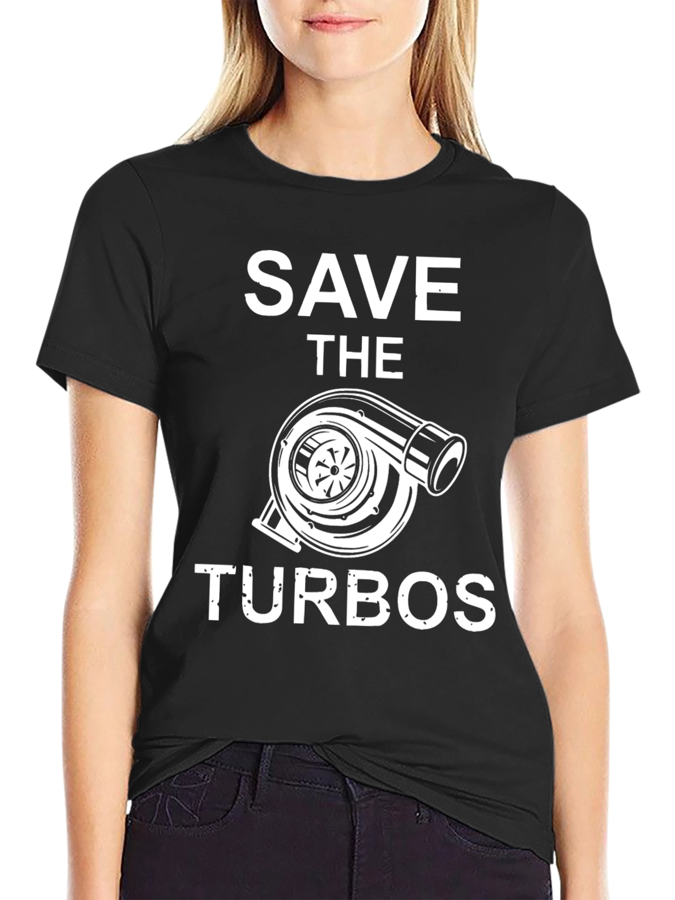 Save the Turbos Graphic Tee - Black Cotton T-Shirt
