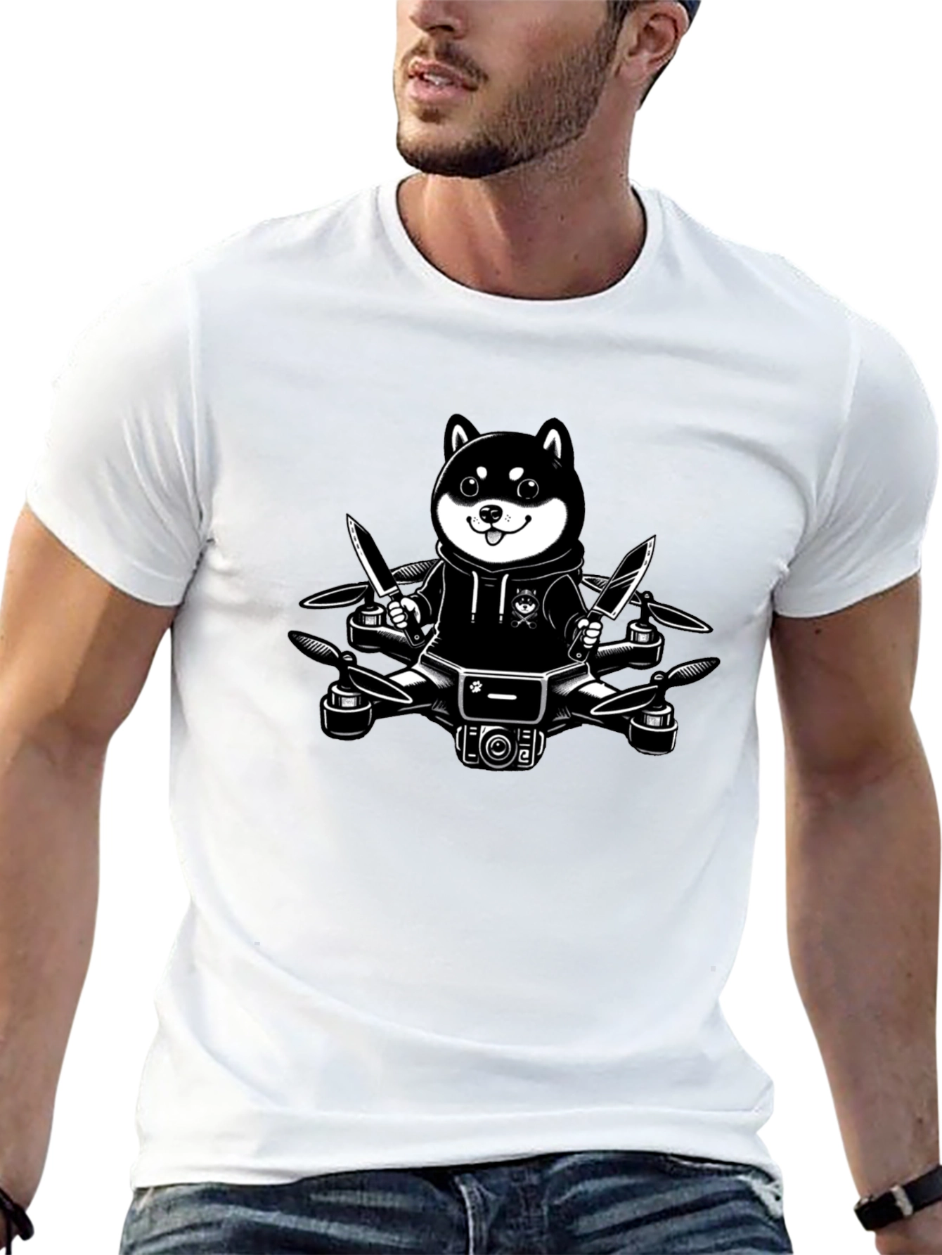 Shiba Inu Drone Graphic Tee