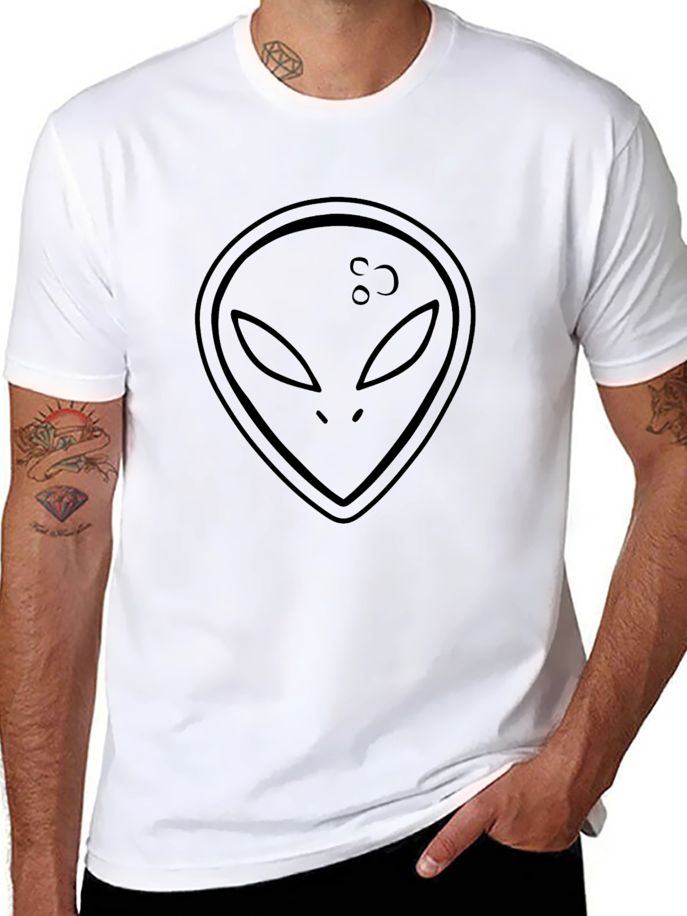 Alien Head Graphic T-Shirt - Black