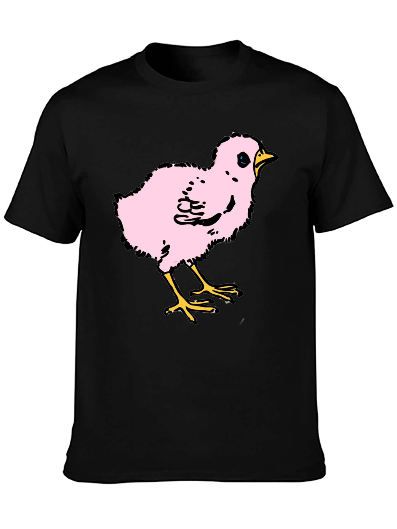Cute Pink Chick Graphic T-Shirt - Casual Black Tee