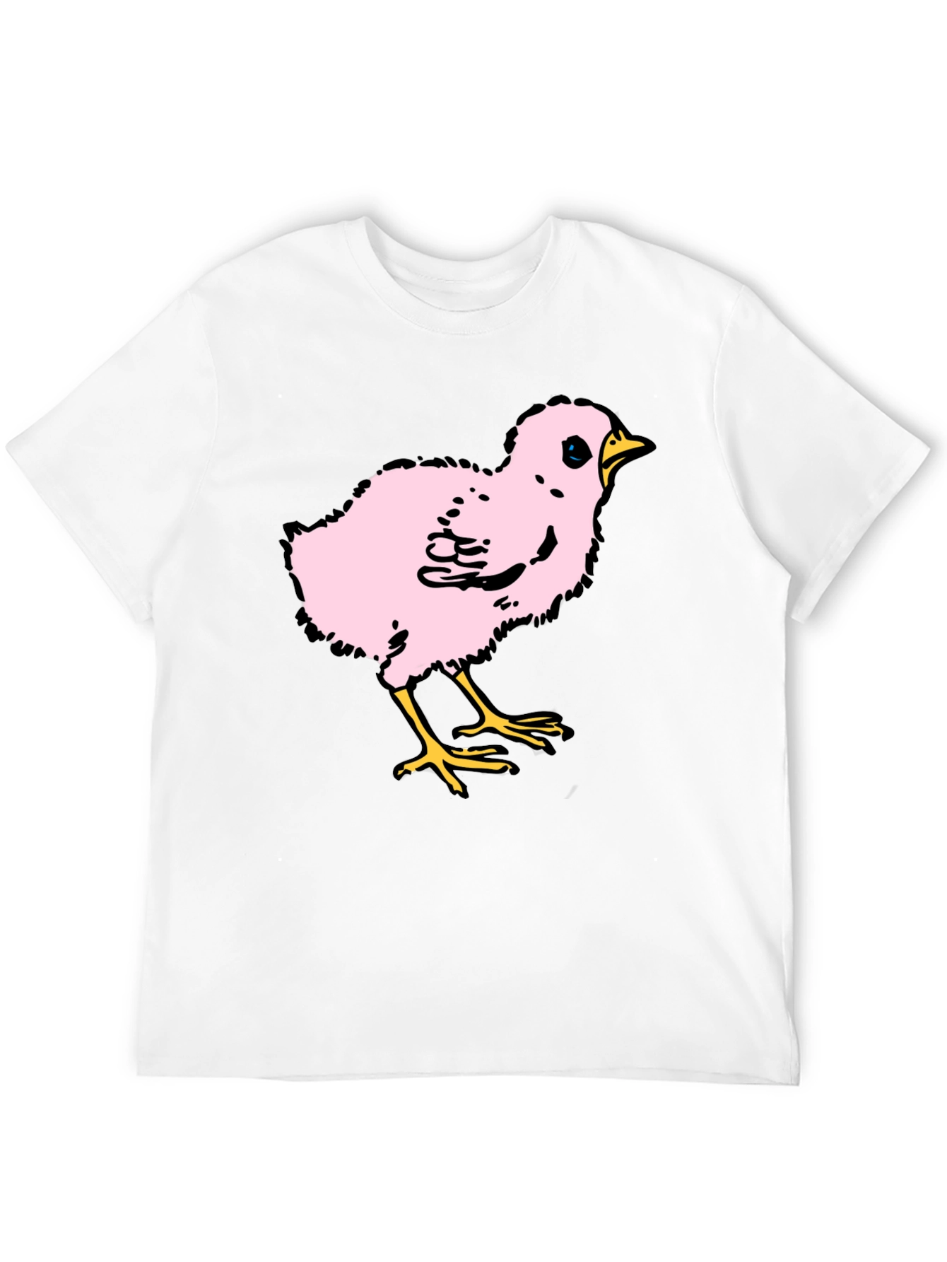 Cute Pink Chick Graphic T-Shirt - Casual Black Tee