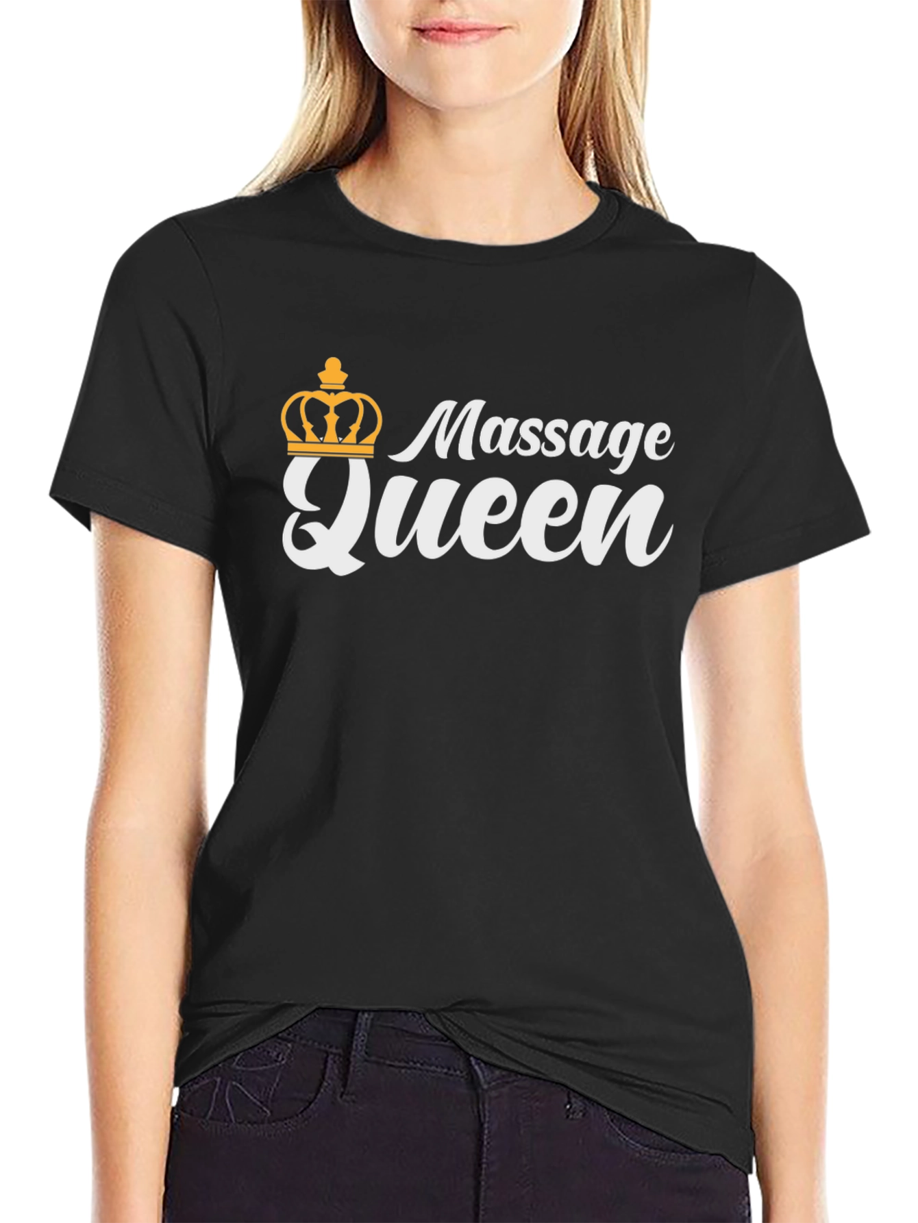 Massage Queen Black T-Shirt with Crown